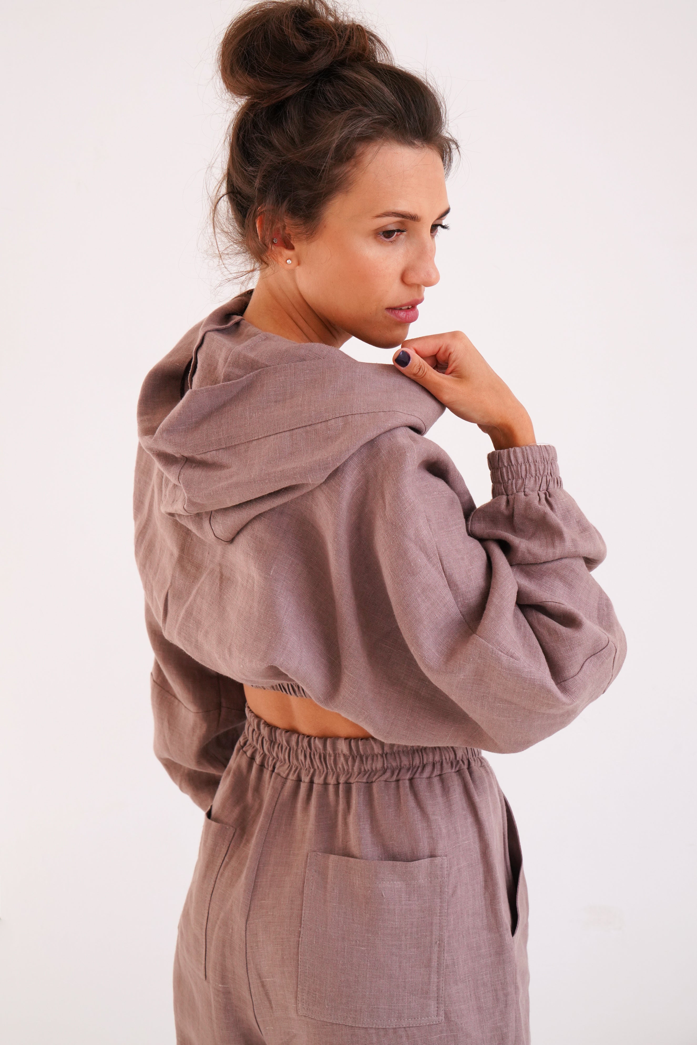 Women’s Crop Hoodie ORCHID in Latte