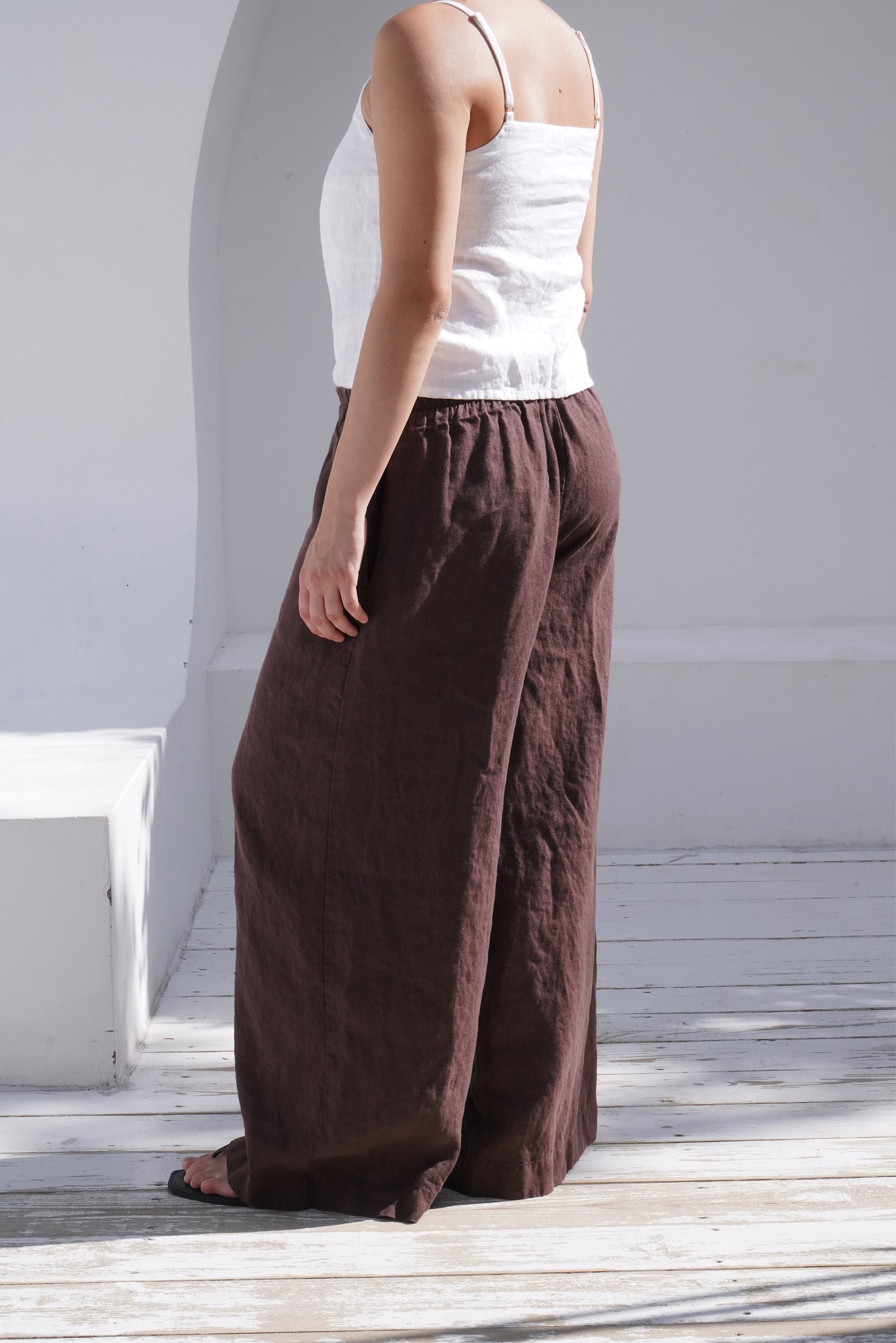 Women’s Wide-leg Linen Pants THUME in Brown