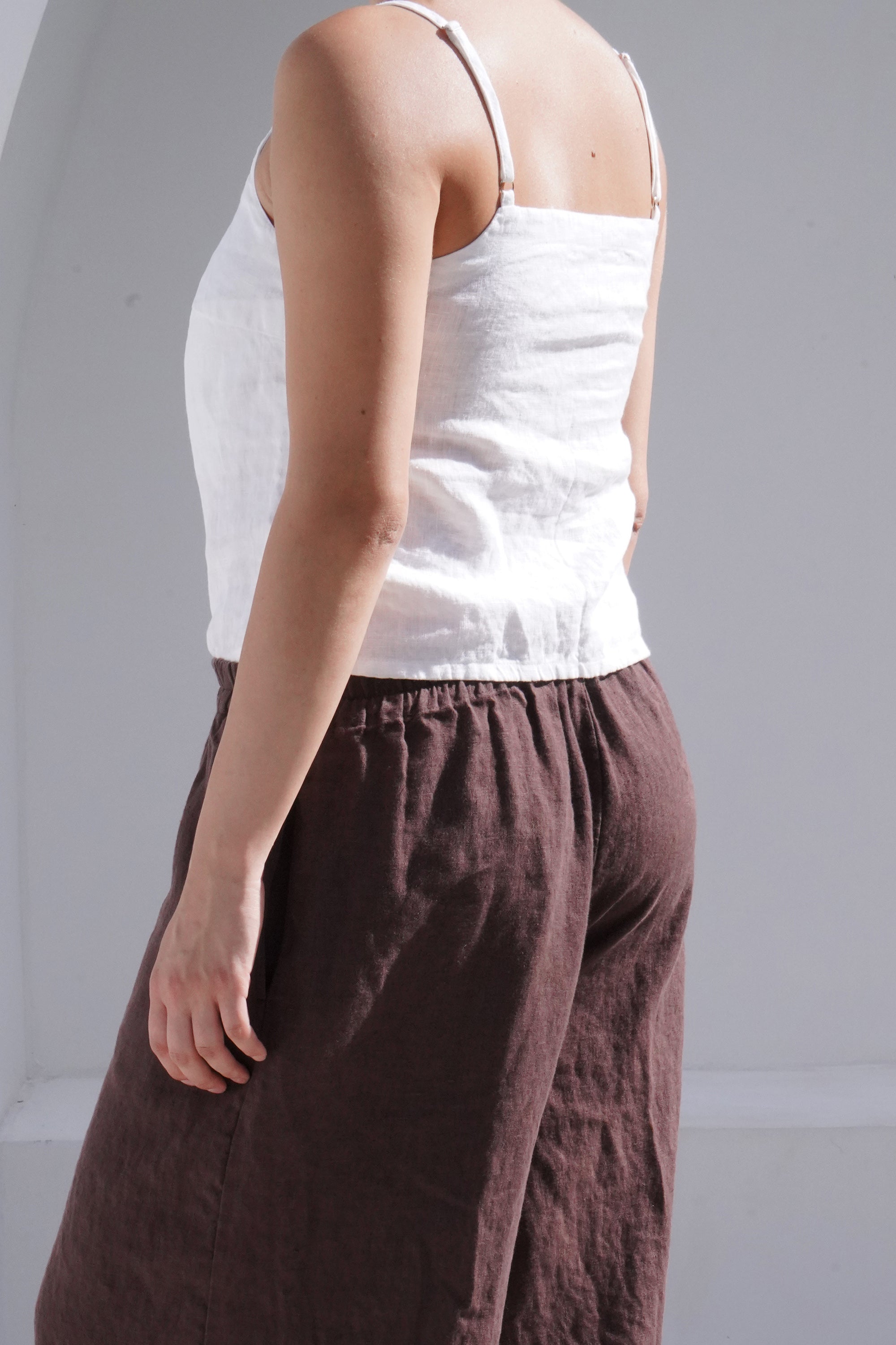 Women's Linen Camisole Top CAMELLIA in White