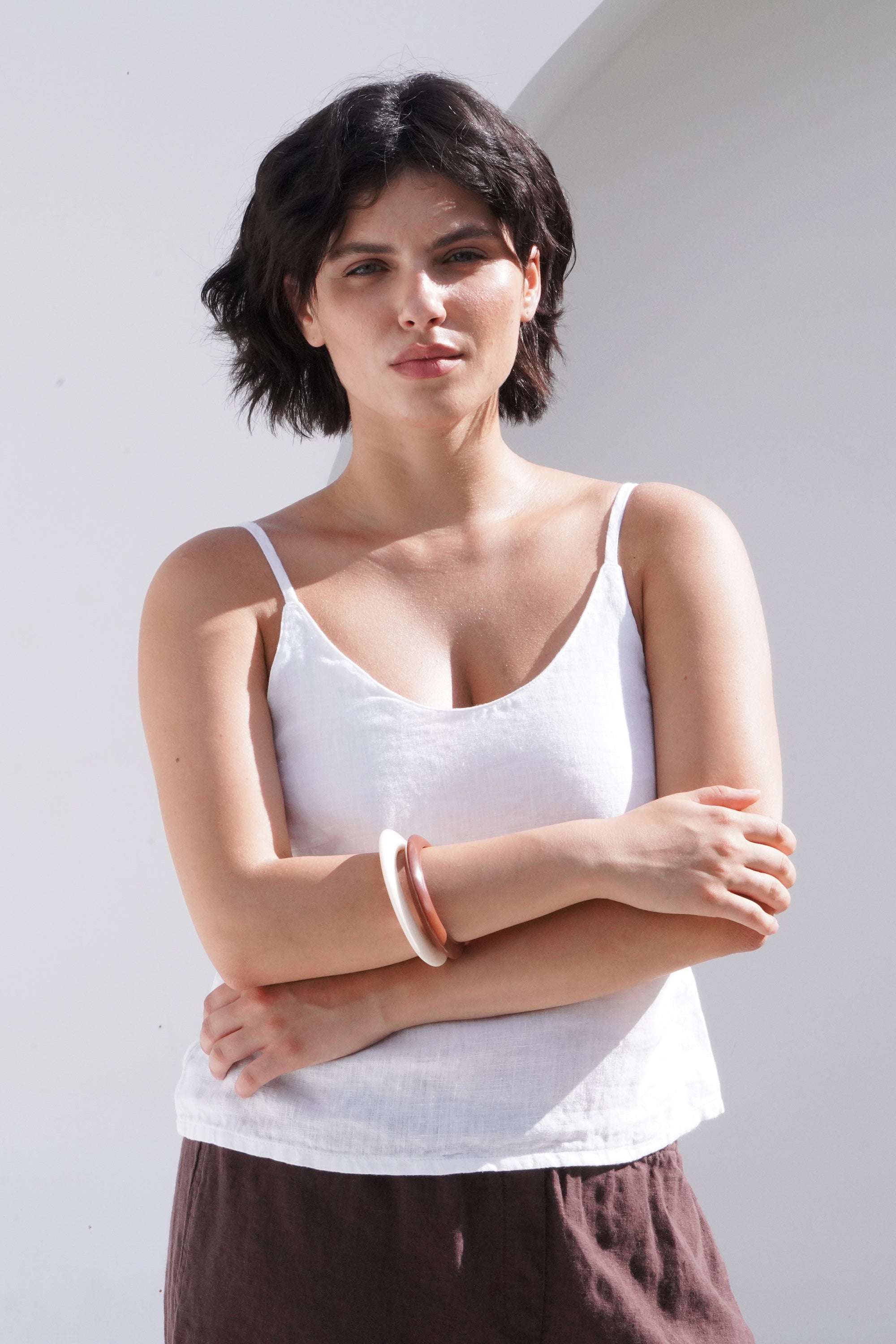 Women’s Linen Camisole Top CAMELLIA in White