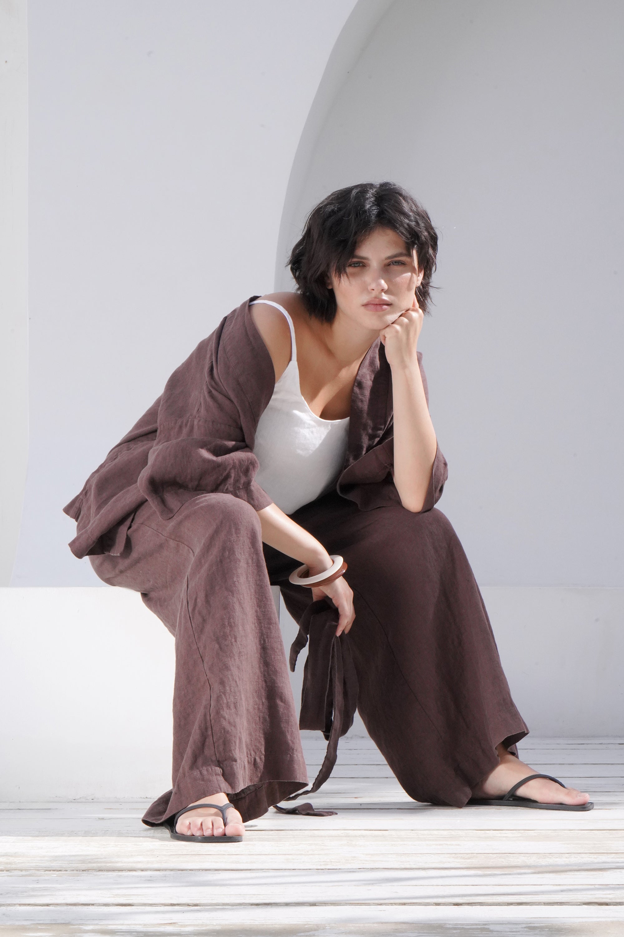 Women’s Linen Kimono Jacket ALTEA in Brow