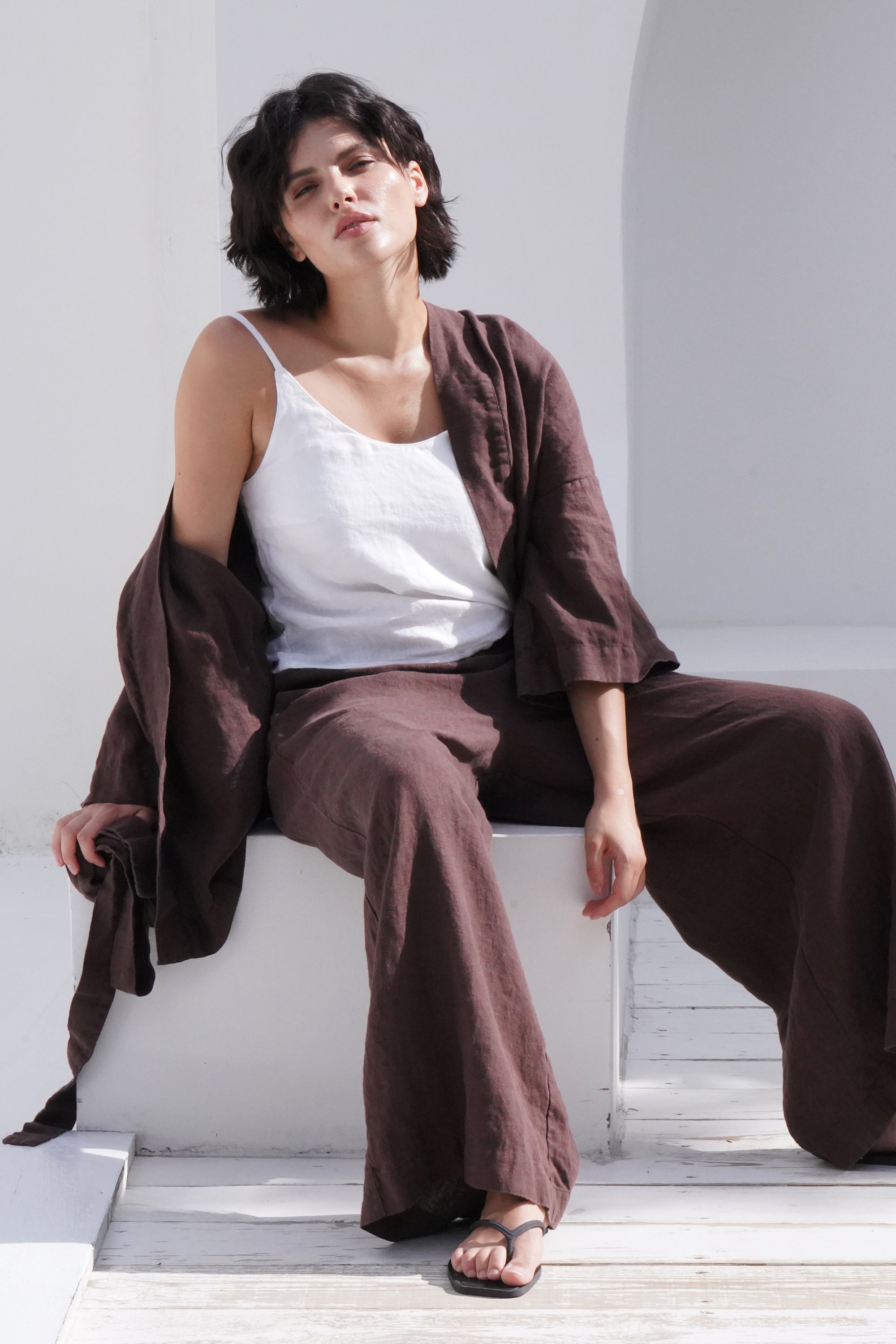 Women’s Linen Camisole Top CAMELLIA in White