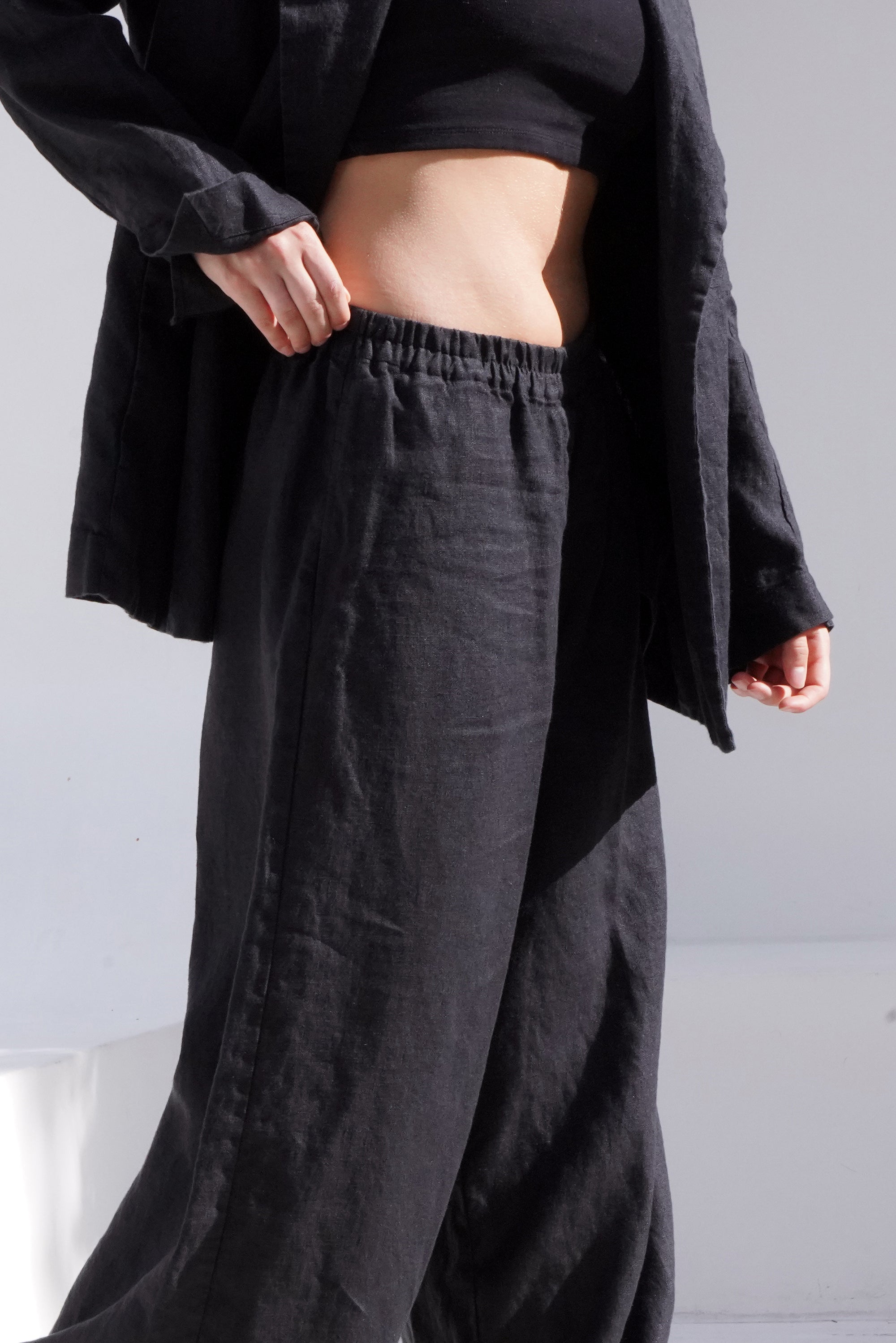 Women’s Wide-leg Linen Pants THUME in Black