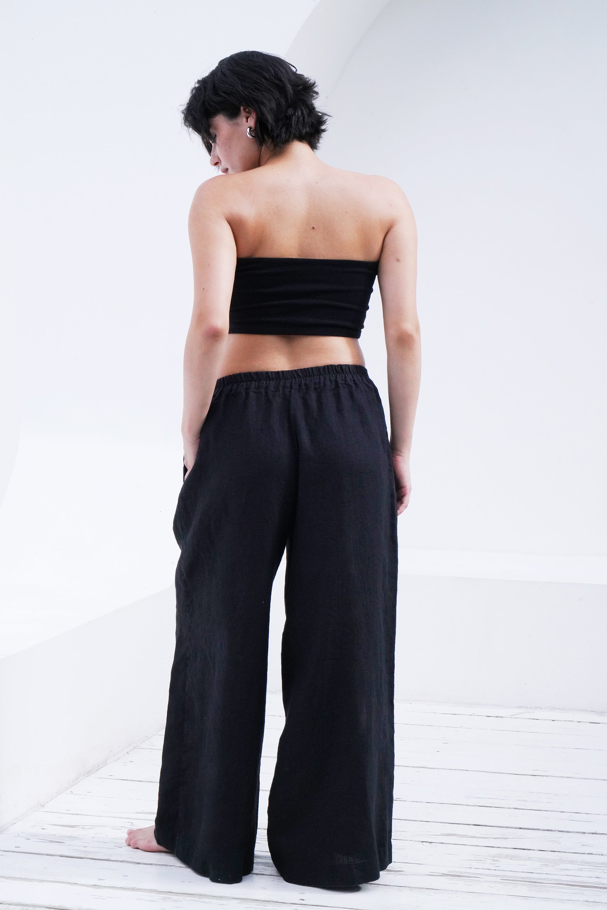 Women’s Wide-leg Linen Pants THUME in Black