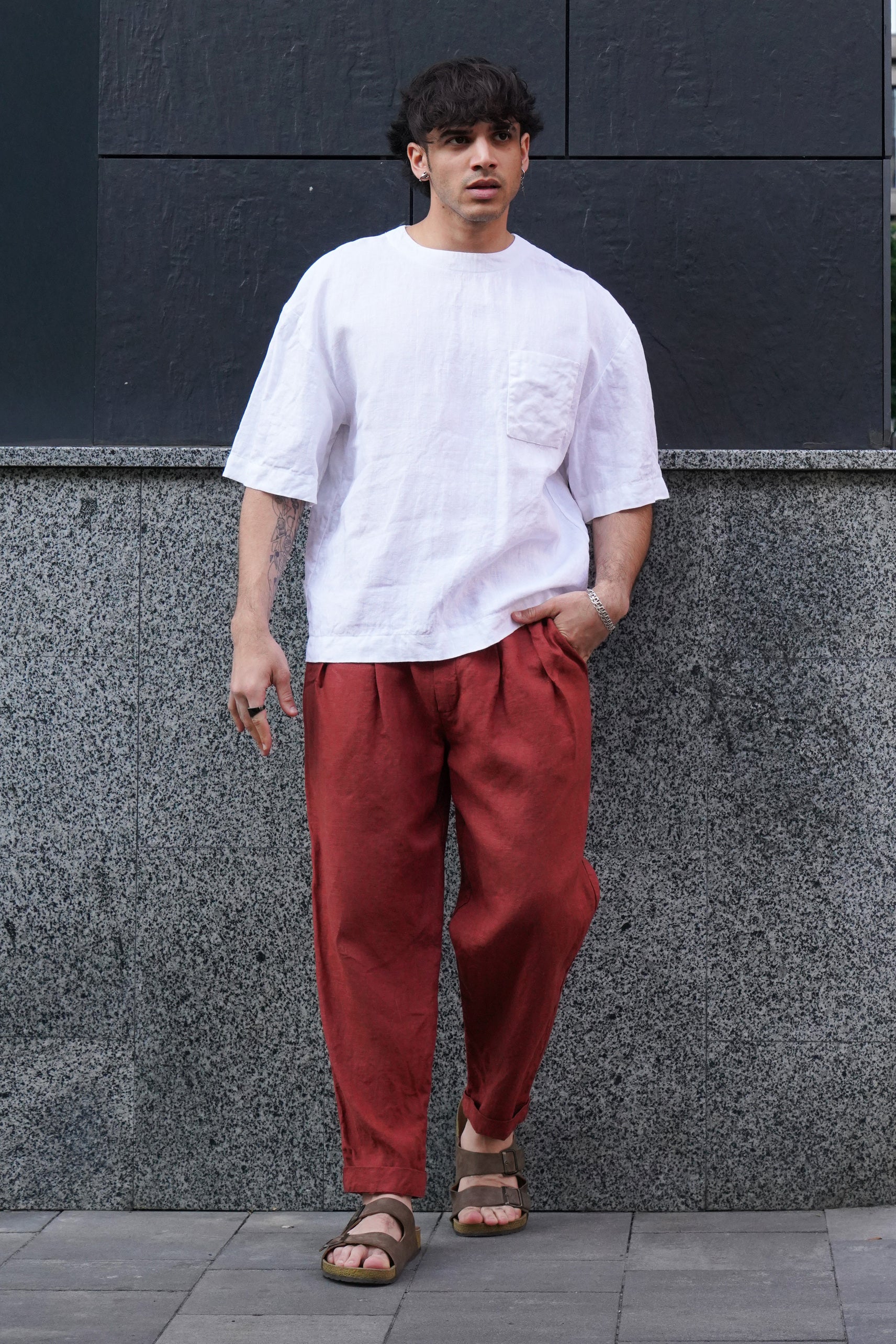 Men’s Oversized Linen T-Shirt SUMIRE in White