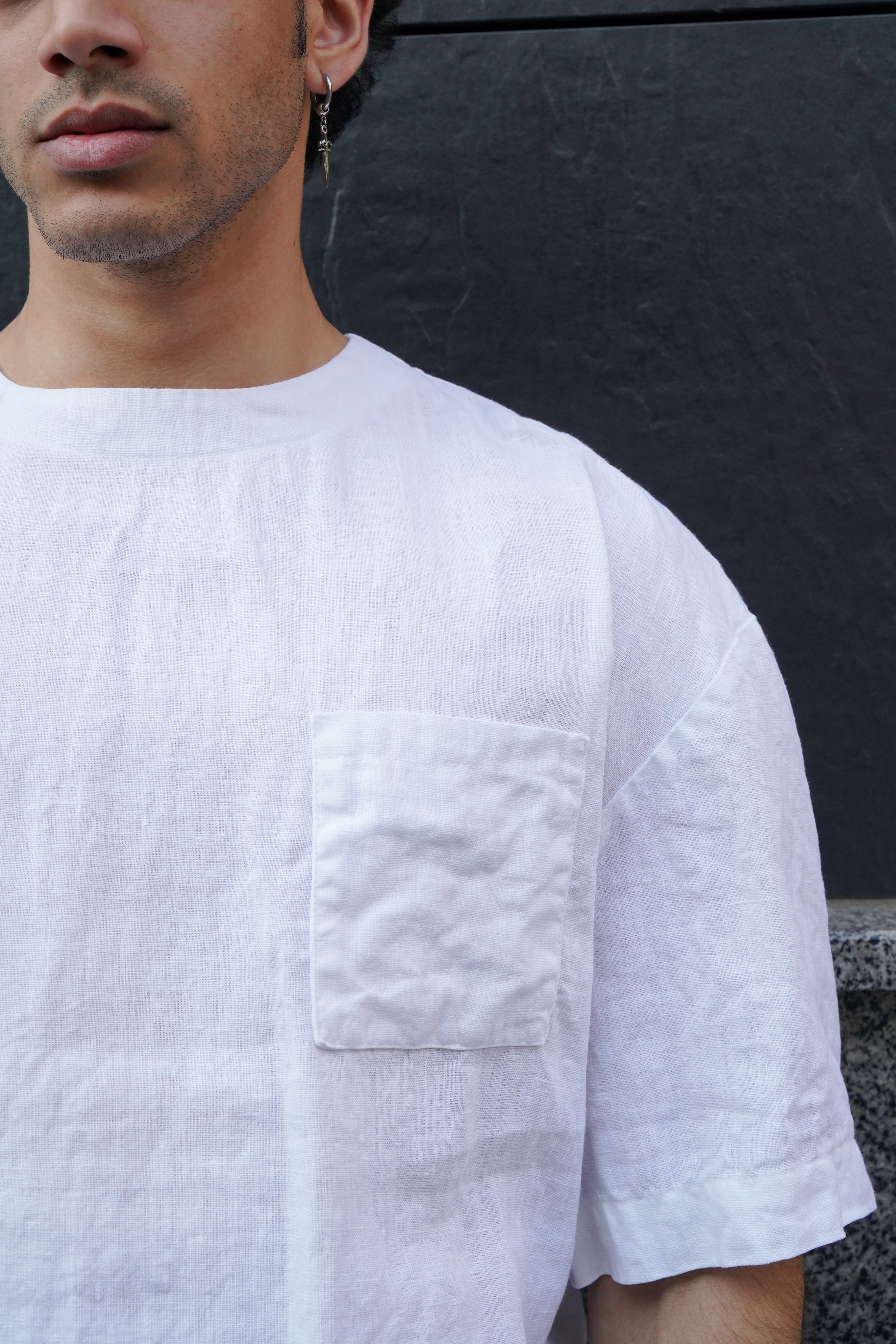 Men’s Oversized Linen T-Shirt SUMIRE in White
