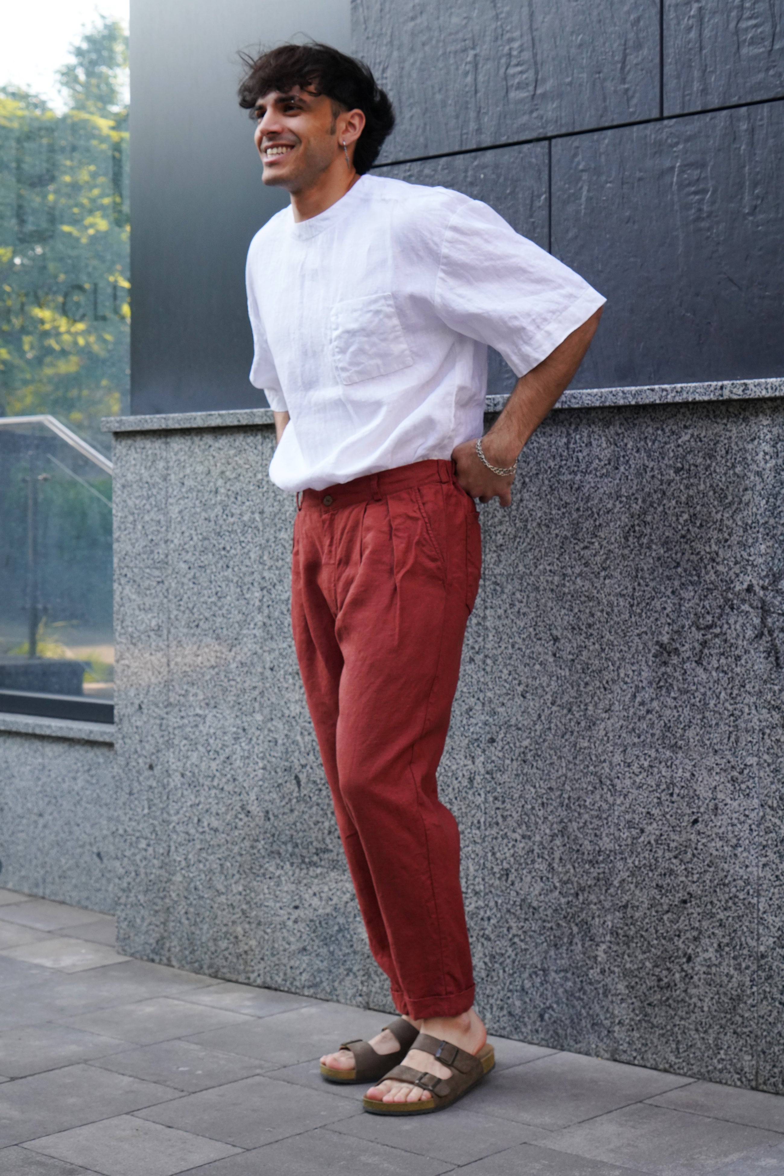 Men’s Oversized Linen T-Shirt SUMIRE in White