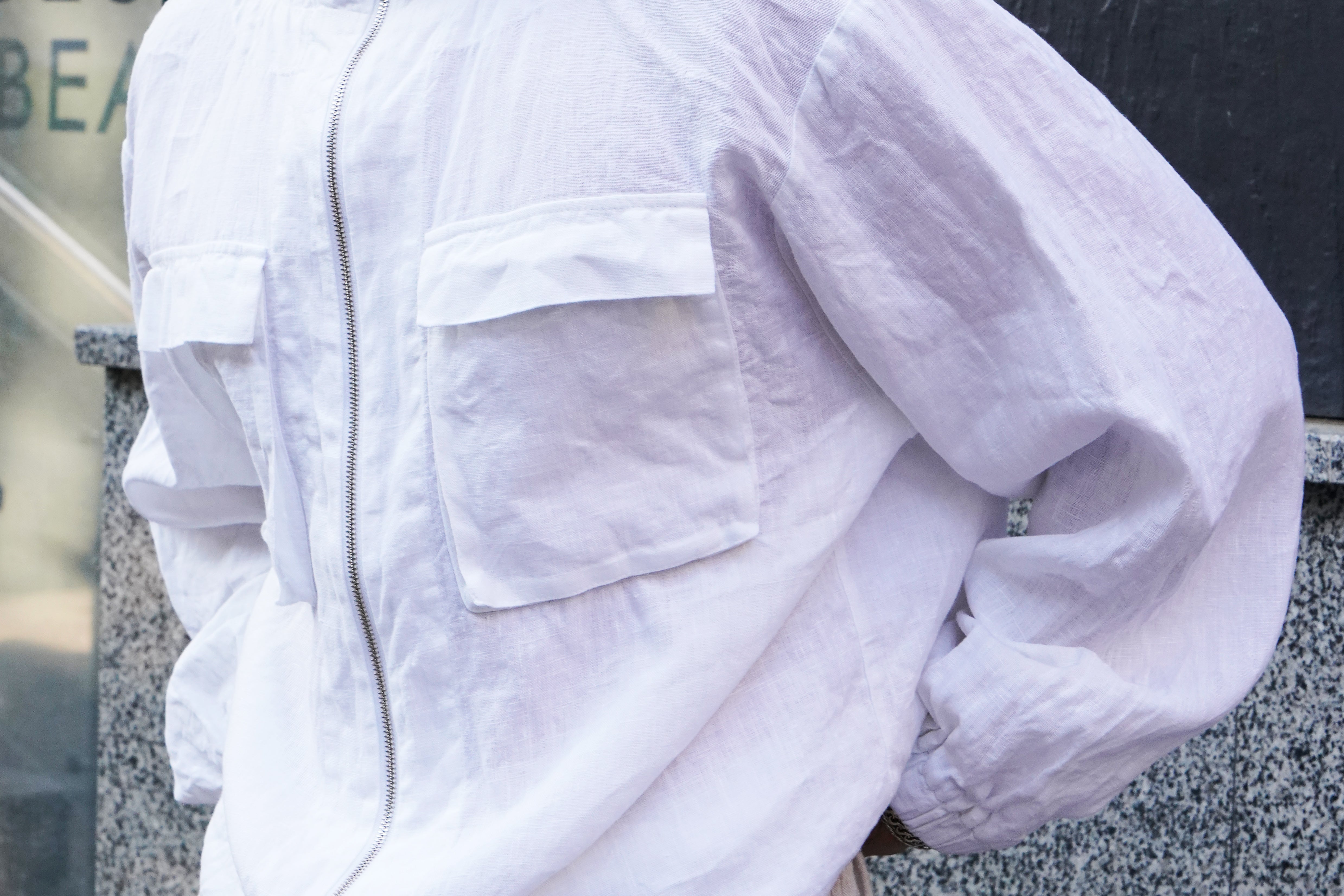 Men’s Linen Oversized Hooded Jacket White