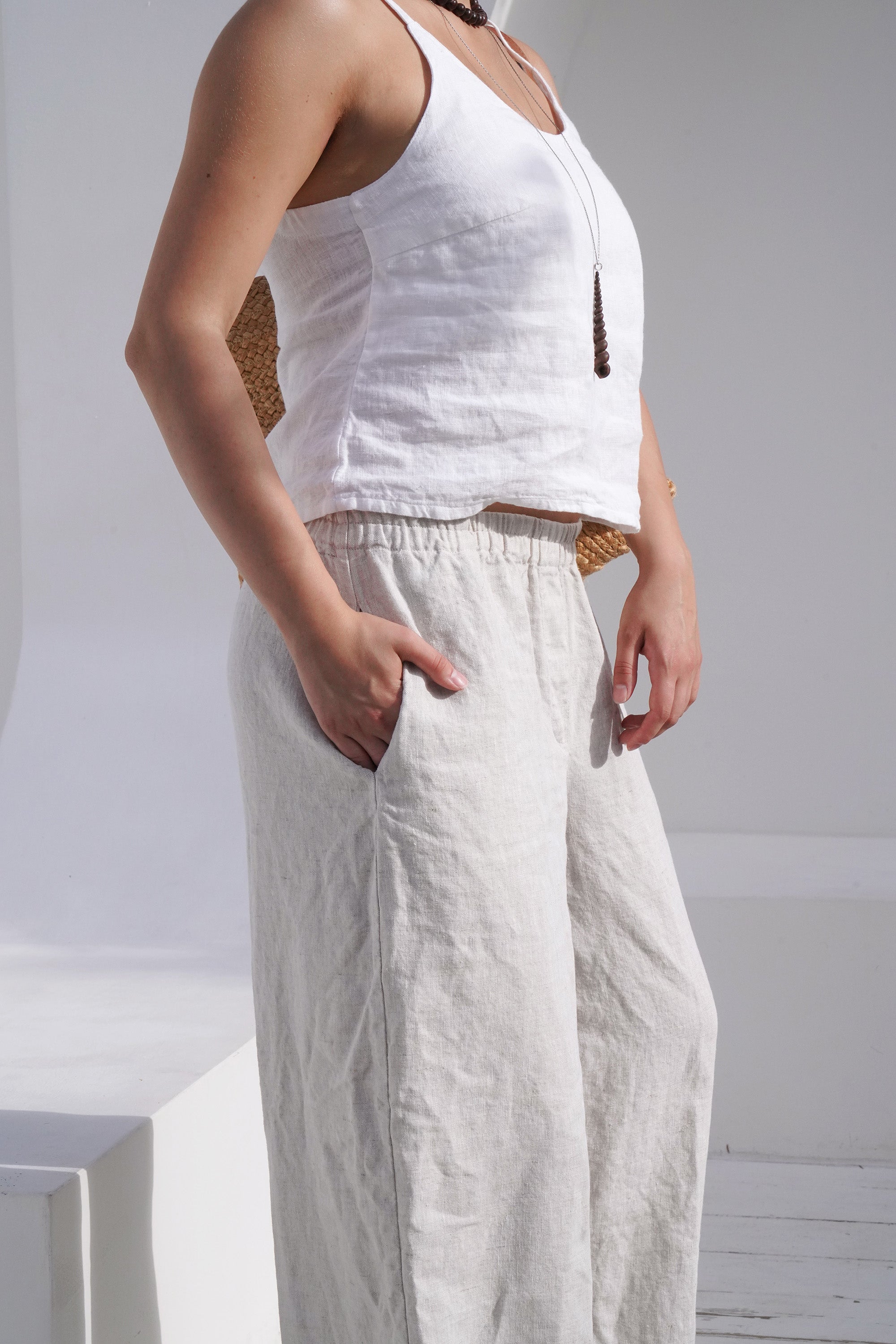 Women’s Wide-leg Linen Pants THUME in Beige