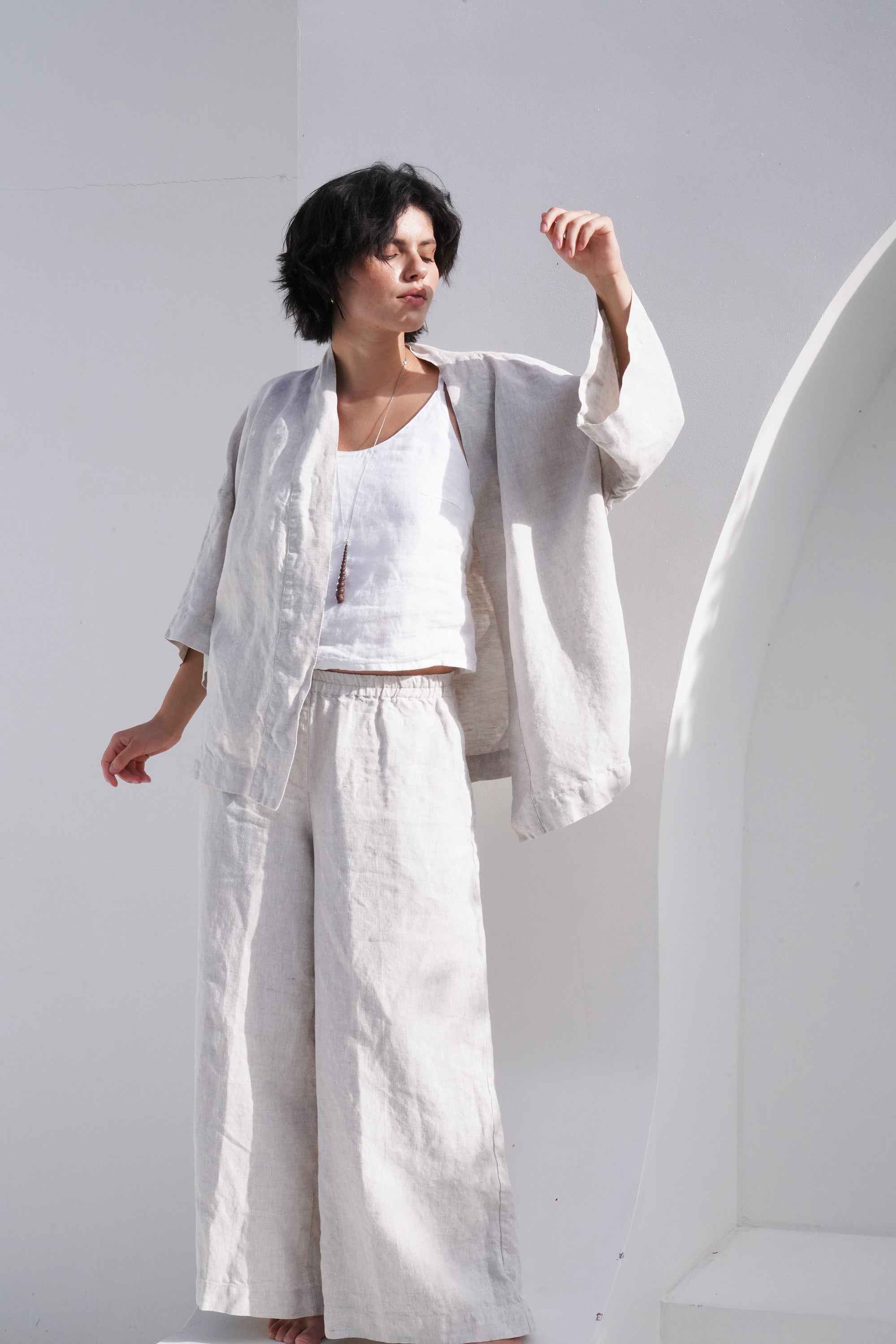 Women’s Linen Kimono Jacket ALTEA in Beige