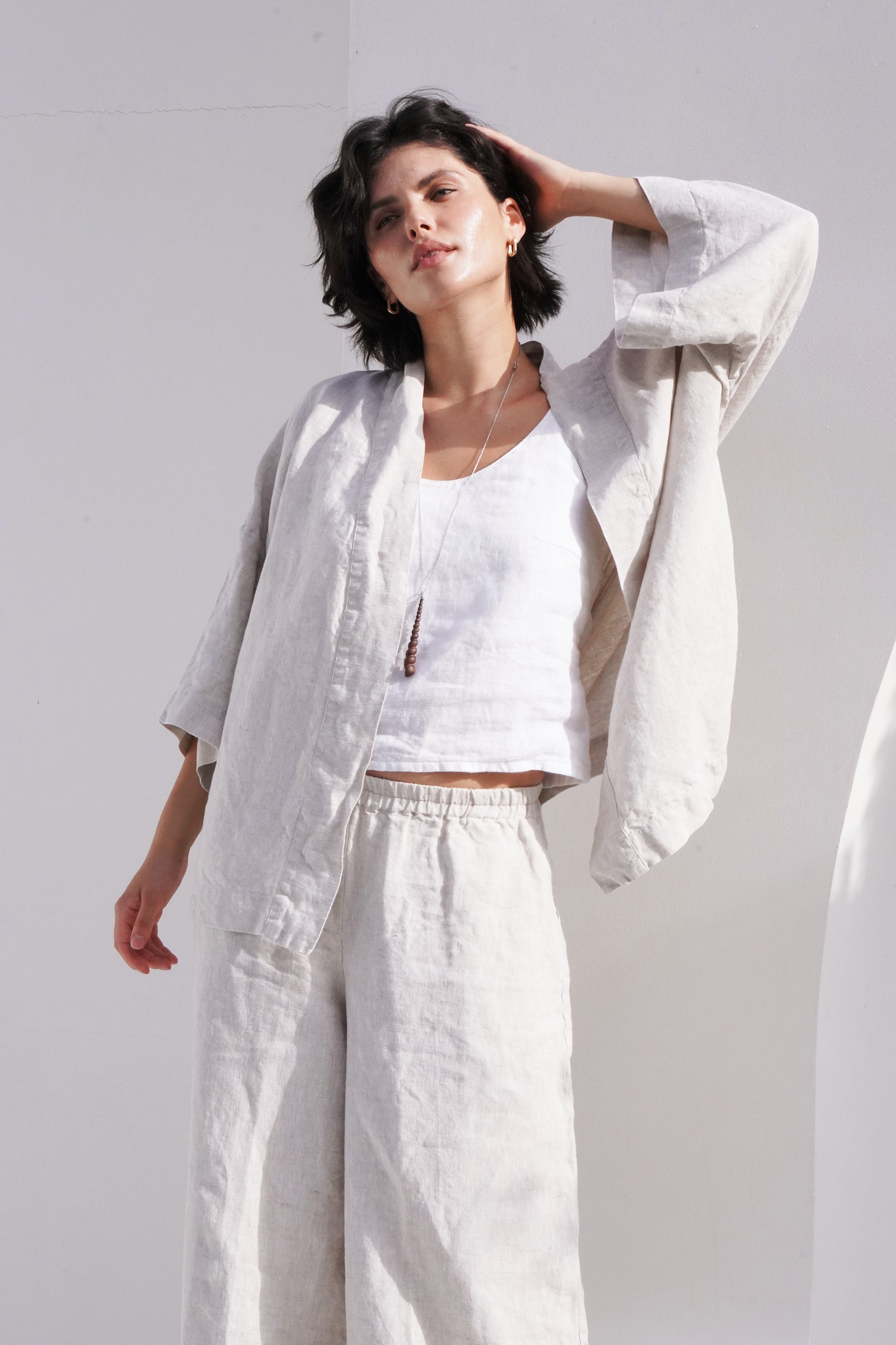 Women’s Linen Kimono Jacket ALTEA in Beige