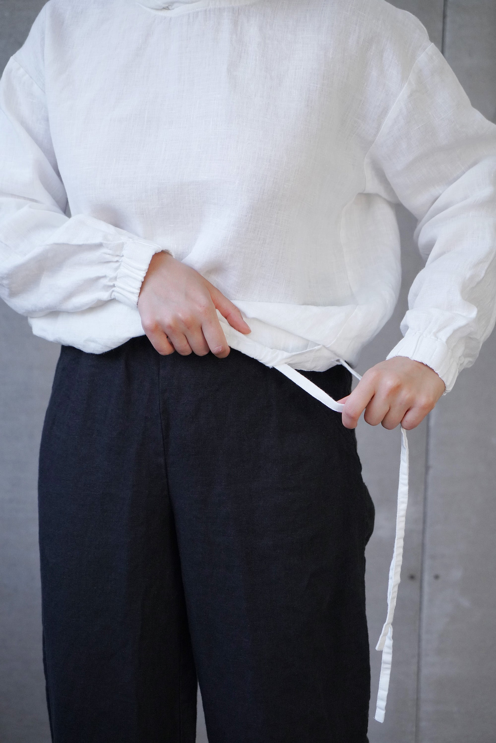 Women's Linen Hoodie with Ties LAMIA in White