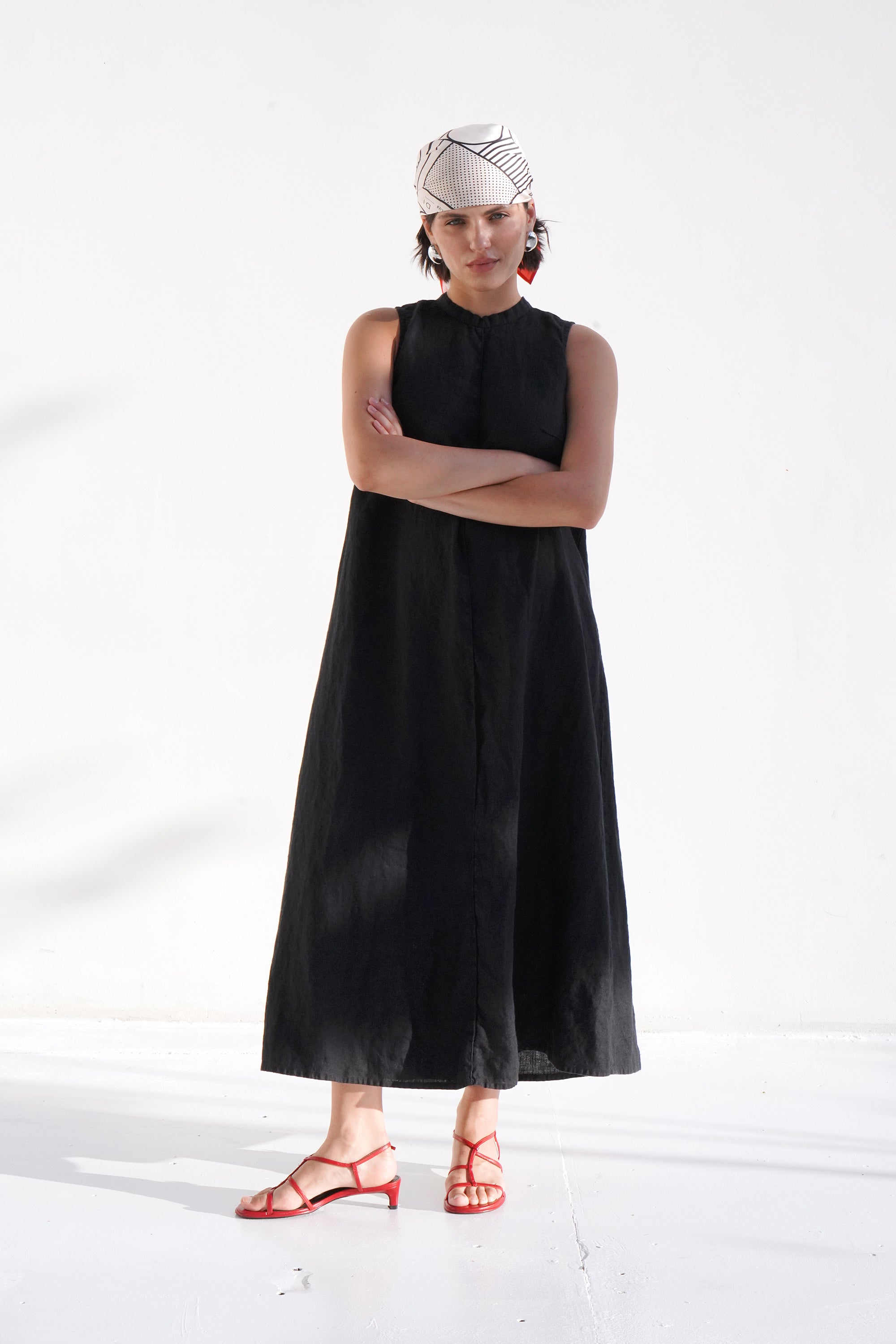 Womens Linen Sleeveless Maxi Dress ARNIA in Black 2XL/3XL Womens Linen Sleeveless Maxi Dress ARNIA in Black 2XL/3XL