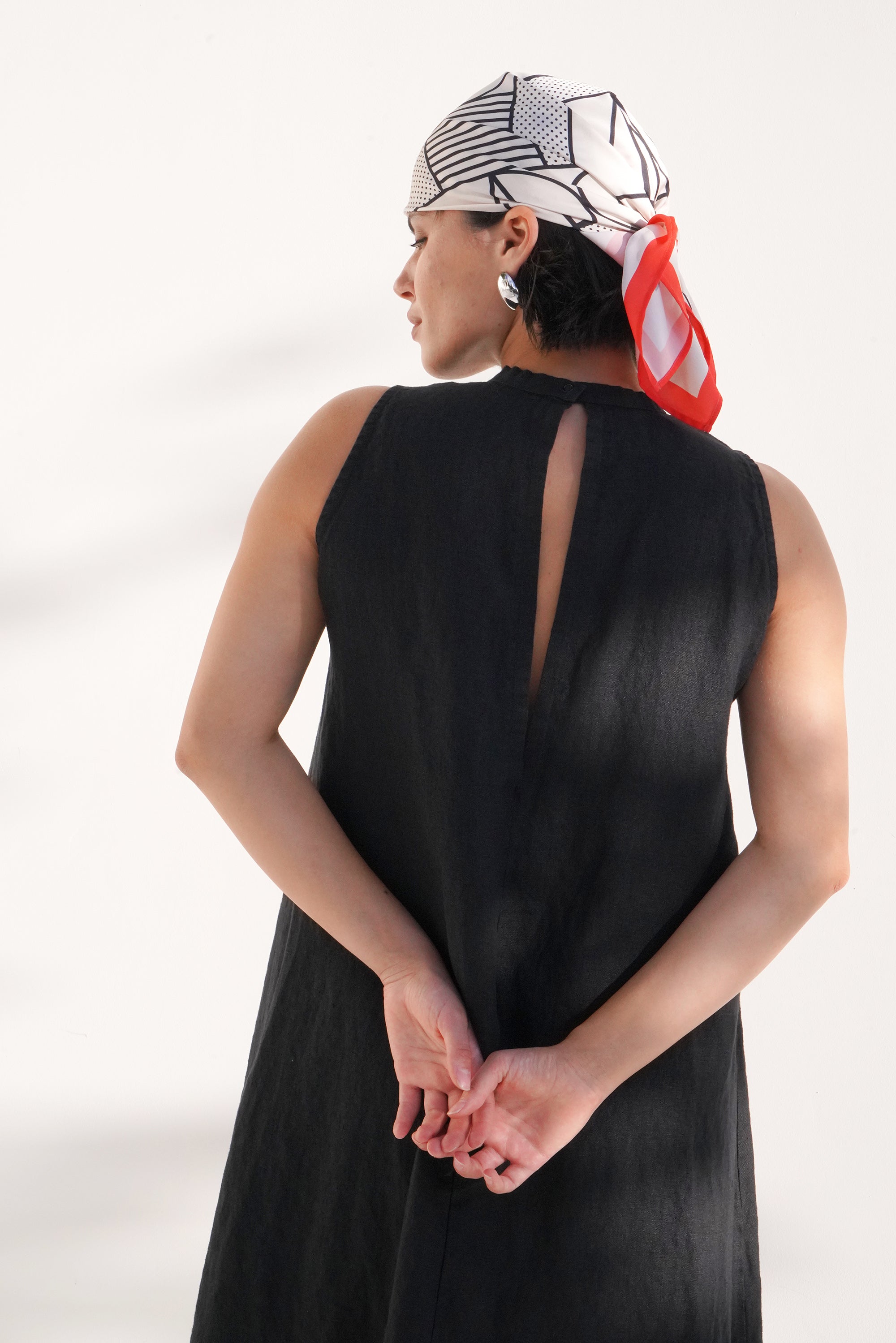 Womens Linen Sleeveless Maxi Dress ARNIA in Black