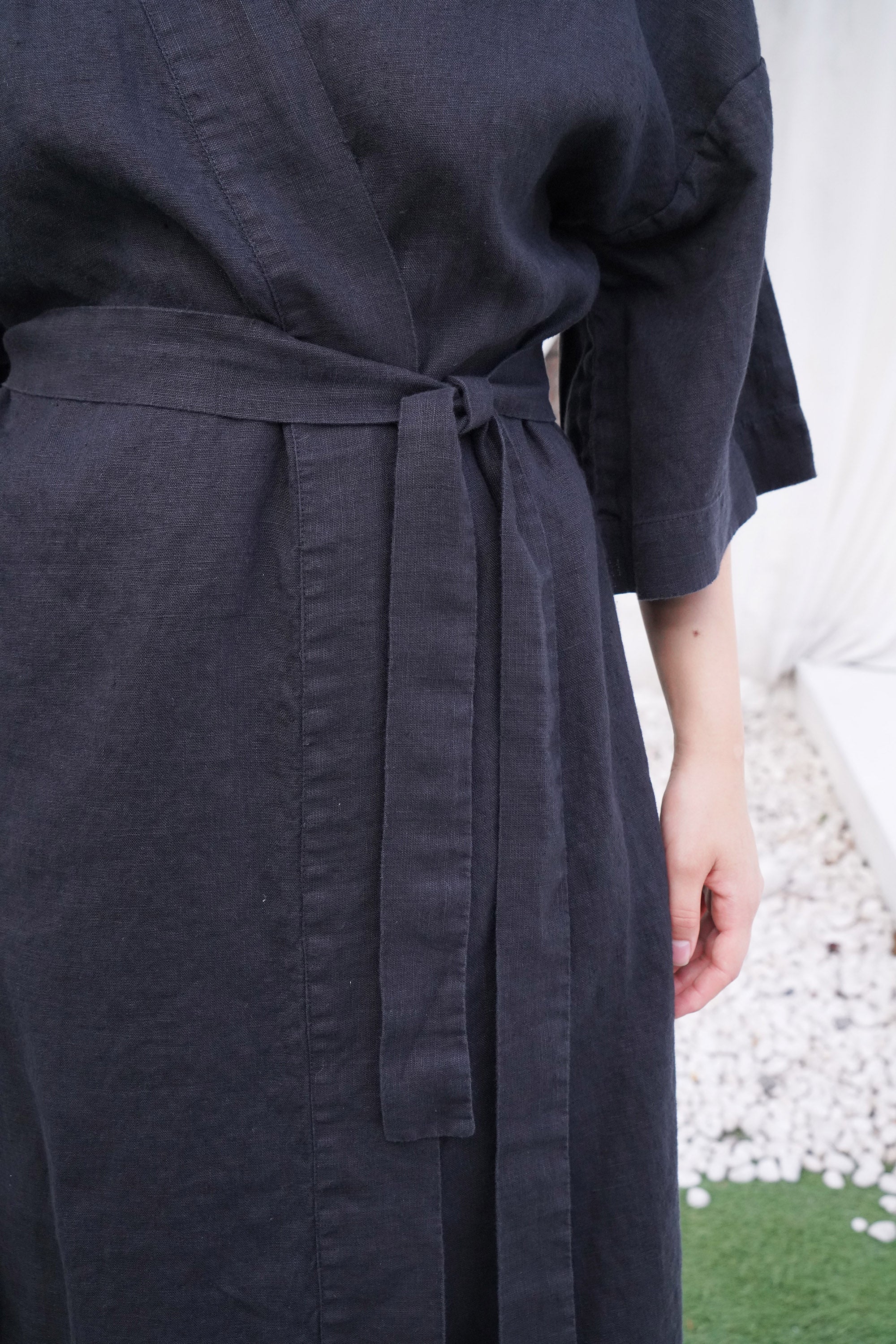 Women’s Linen Kimono ALTEA LONG in Black