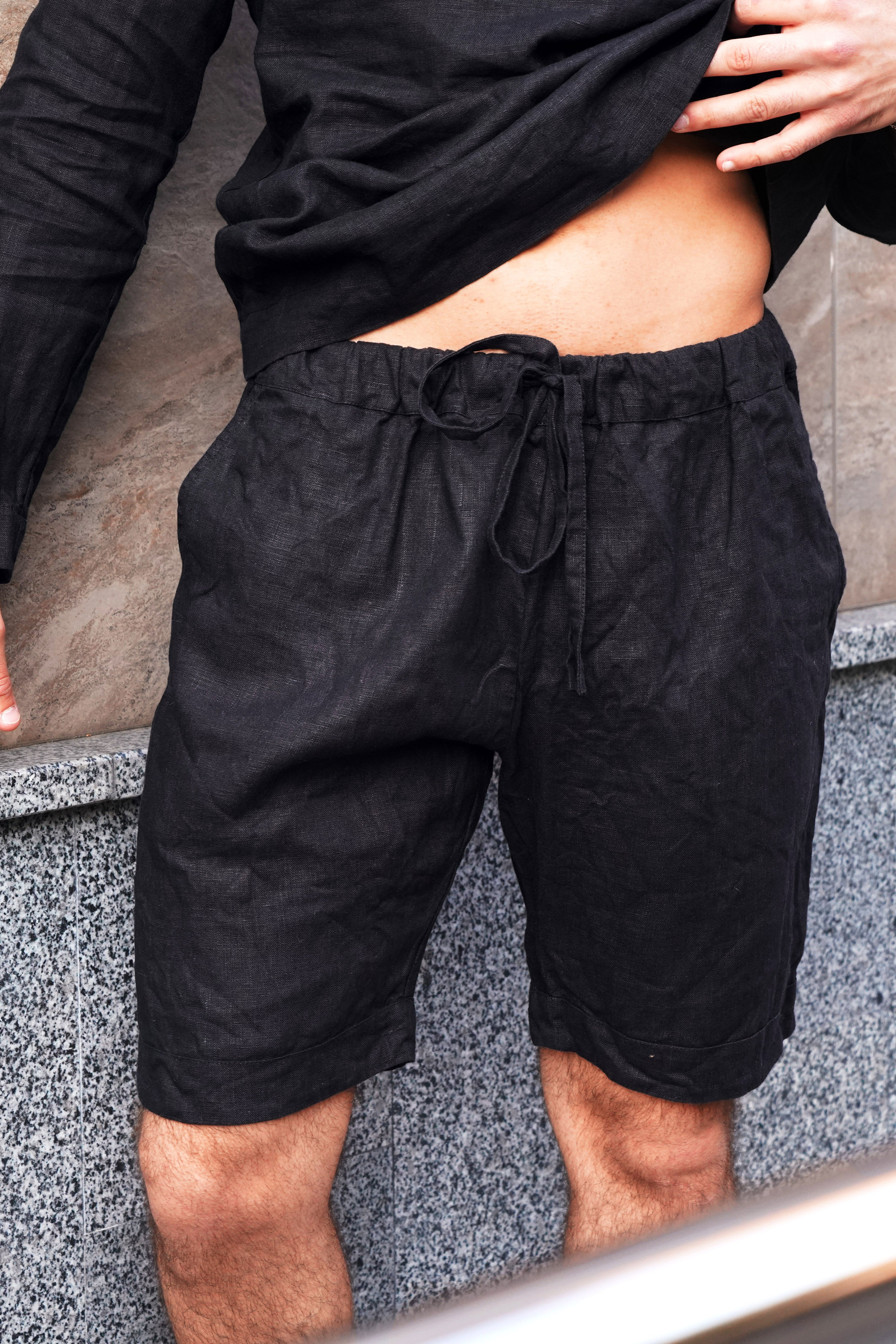 Men’s linen shorts ASH in Black