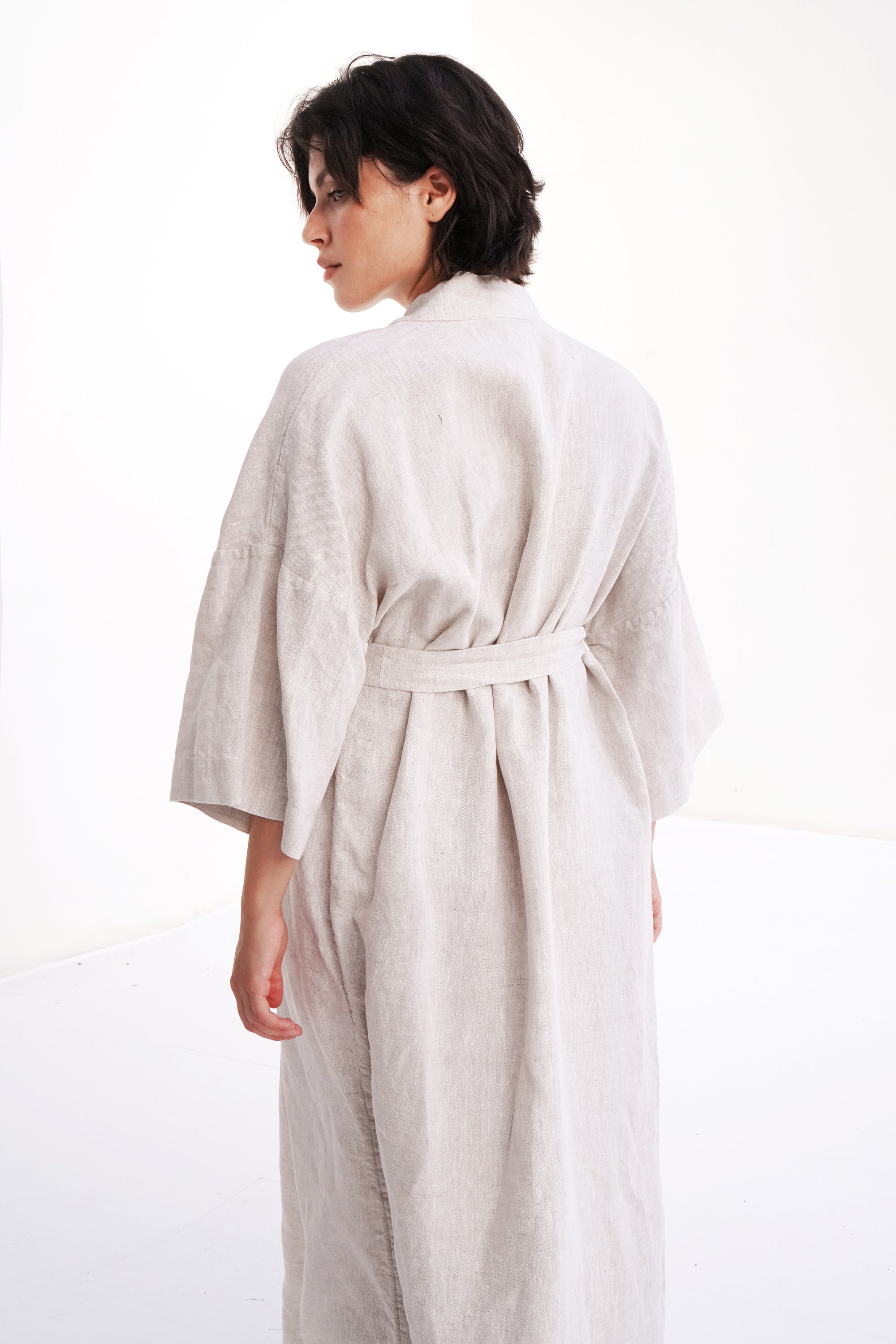 Women’s Linen Kimono ALTEA LONG in Beige