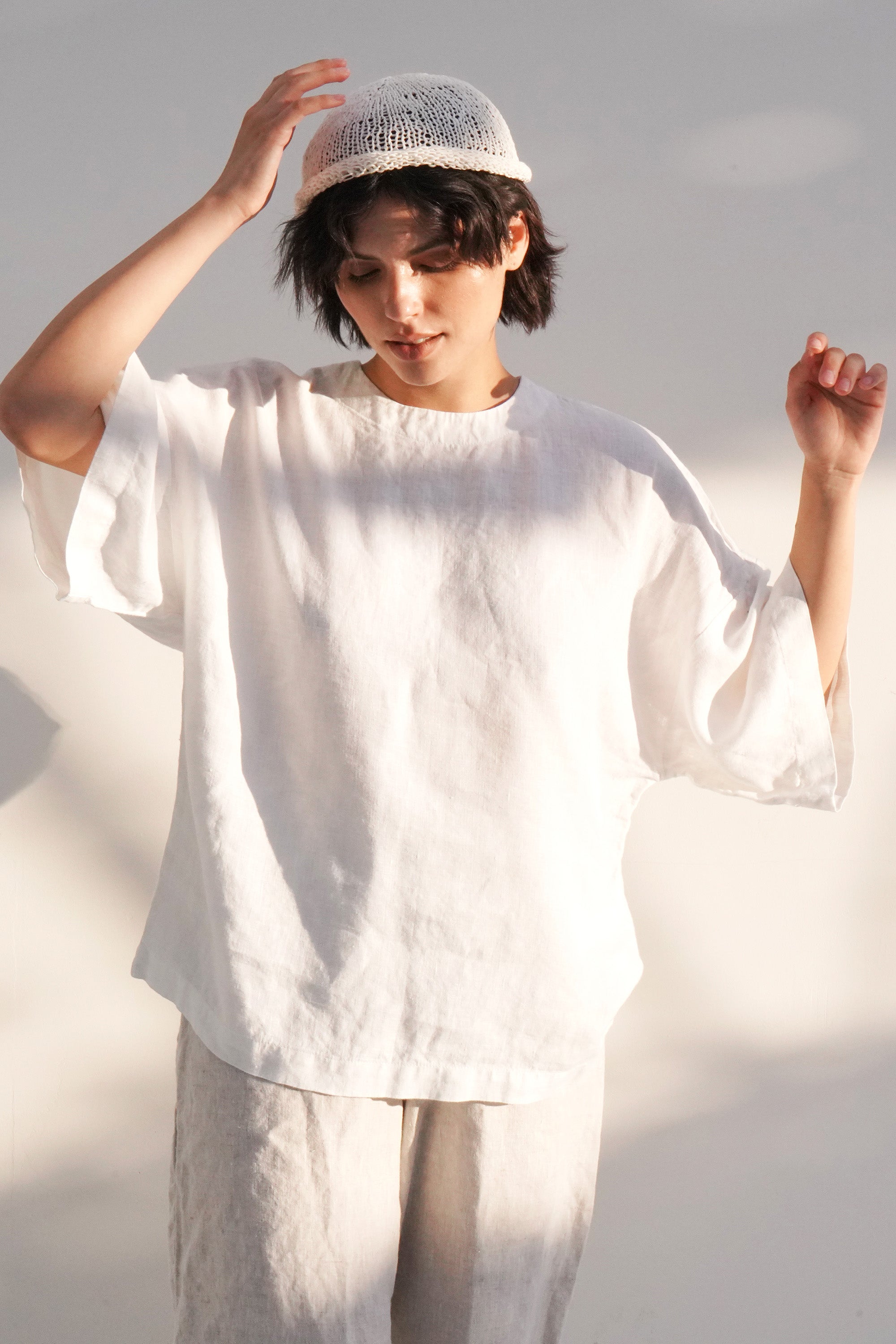 Women’s Oversized Linen T-Shirt BELLIS in Cream
