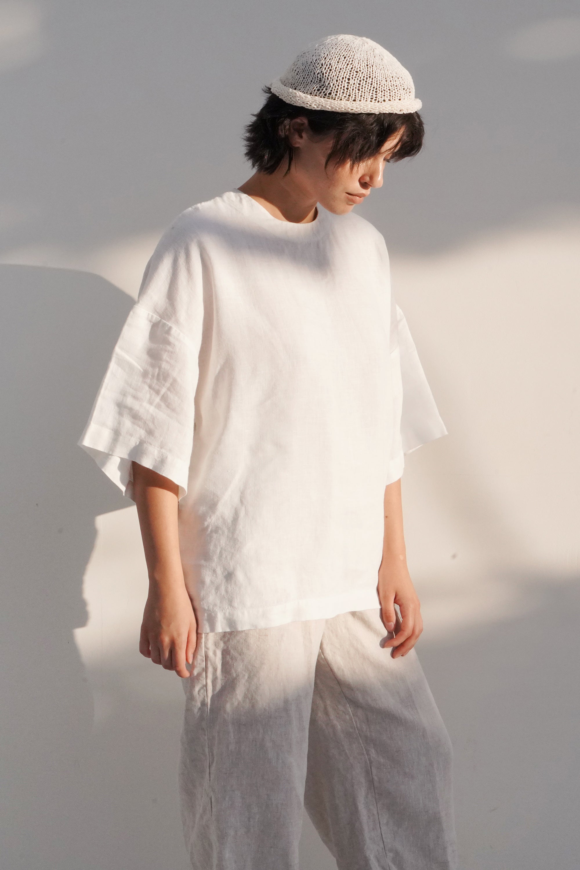 Women’s Oversized Linen T-Shirt BELLIS in Cream