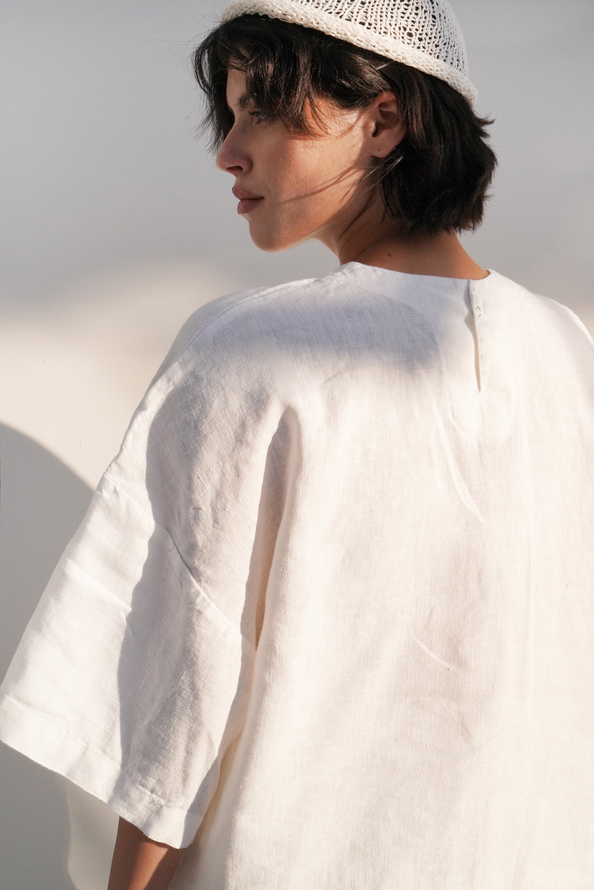 Women’s Oversized Linen T-Shirt BELLIS in Cream