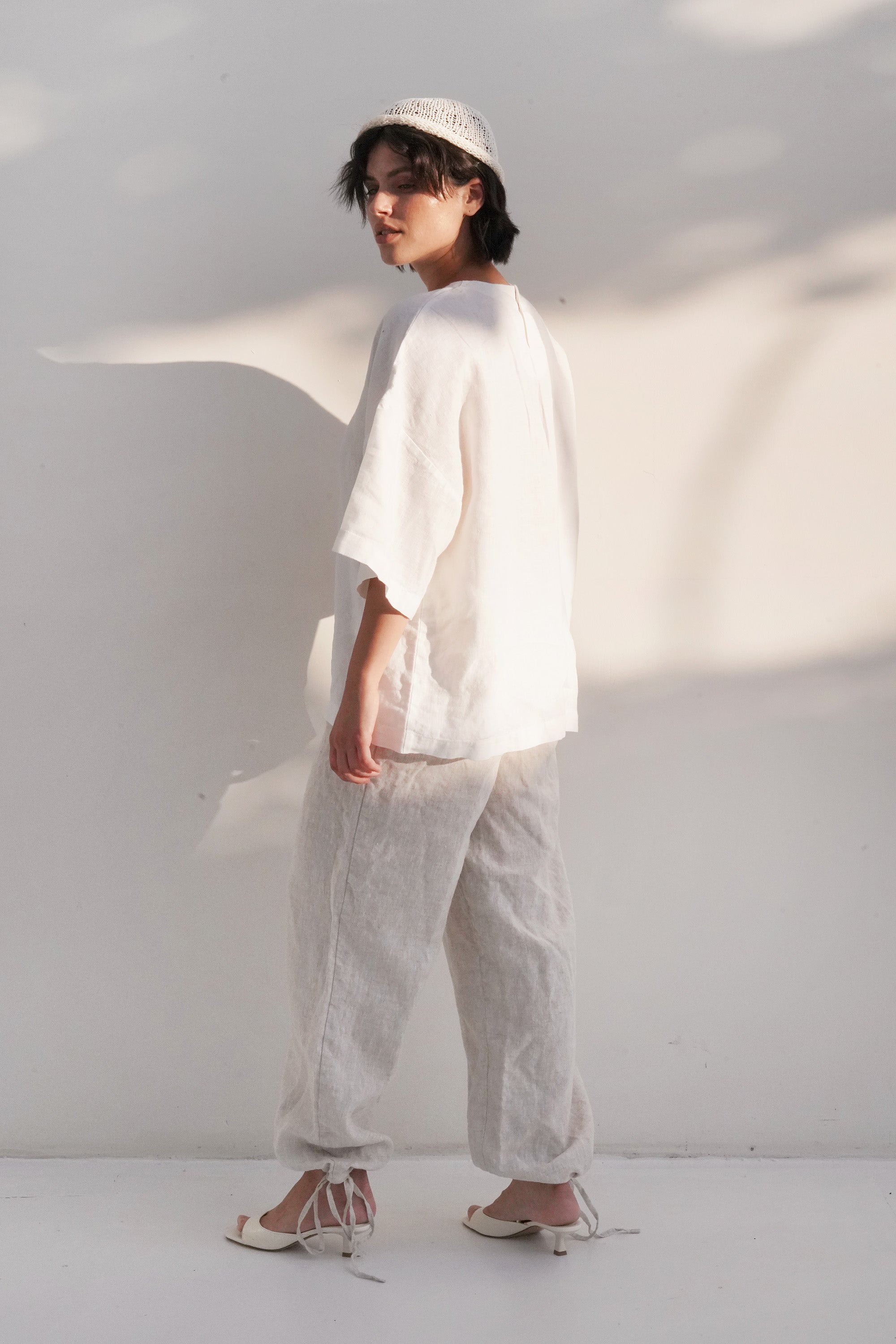 Women’s Oversized Linen T-Shirt BELLIS in Cream