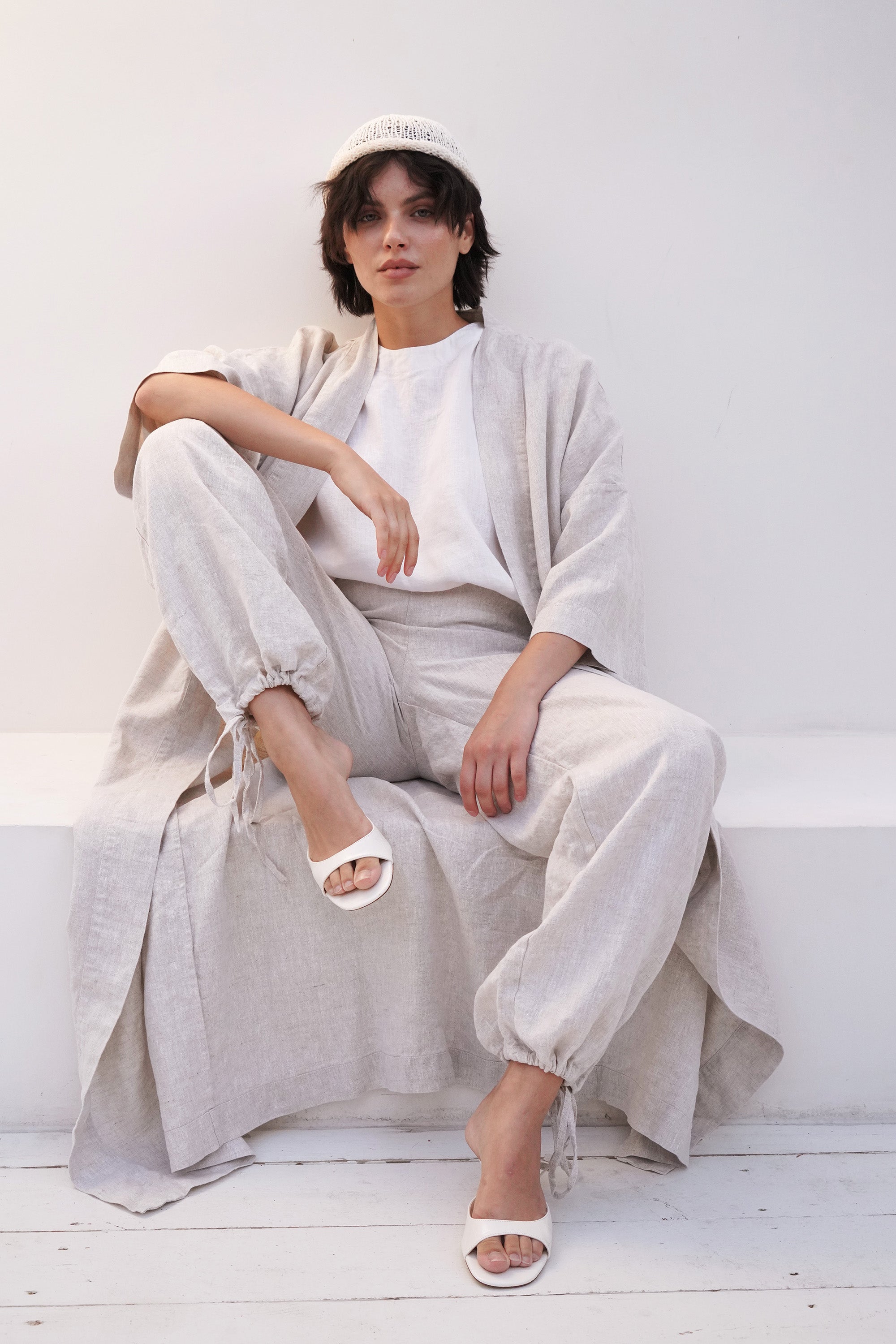 Women’s Linen Kimono ALTEA LONG in Beige