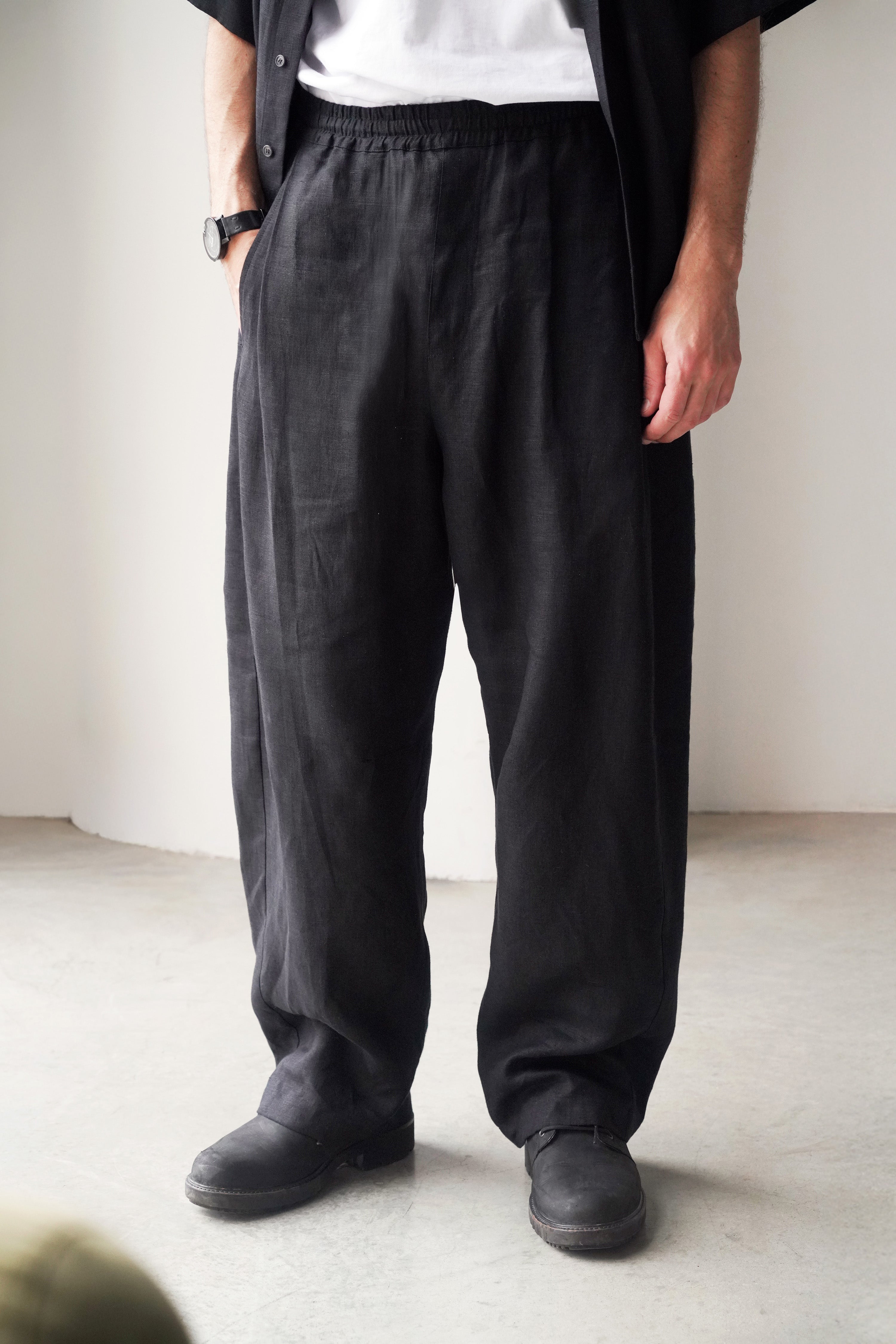 Men’s Wide-Leg Linen Pants SLOE in Black
