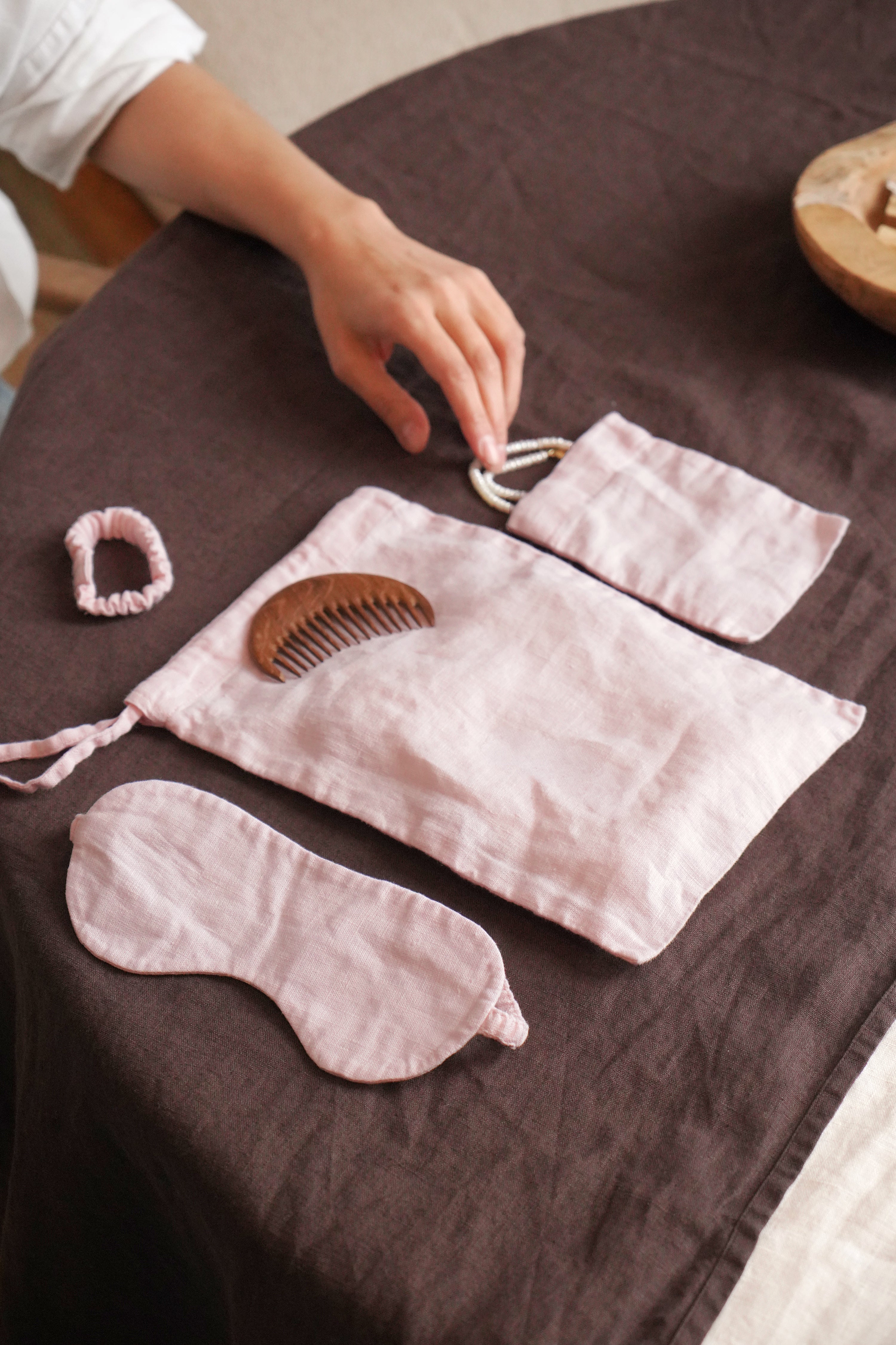 Linen Accessory Set BARBERRY in Light Pink