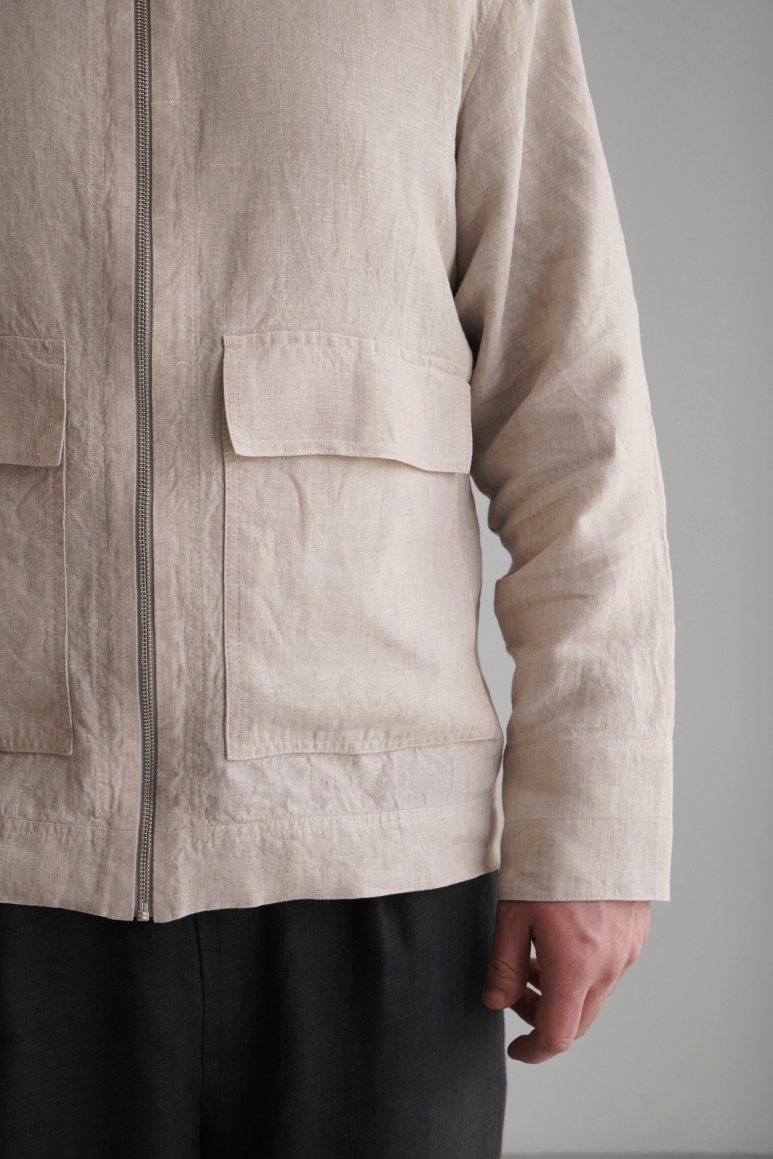 Men’s Linen Bomber Jacket BERGAMOT in Beige