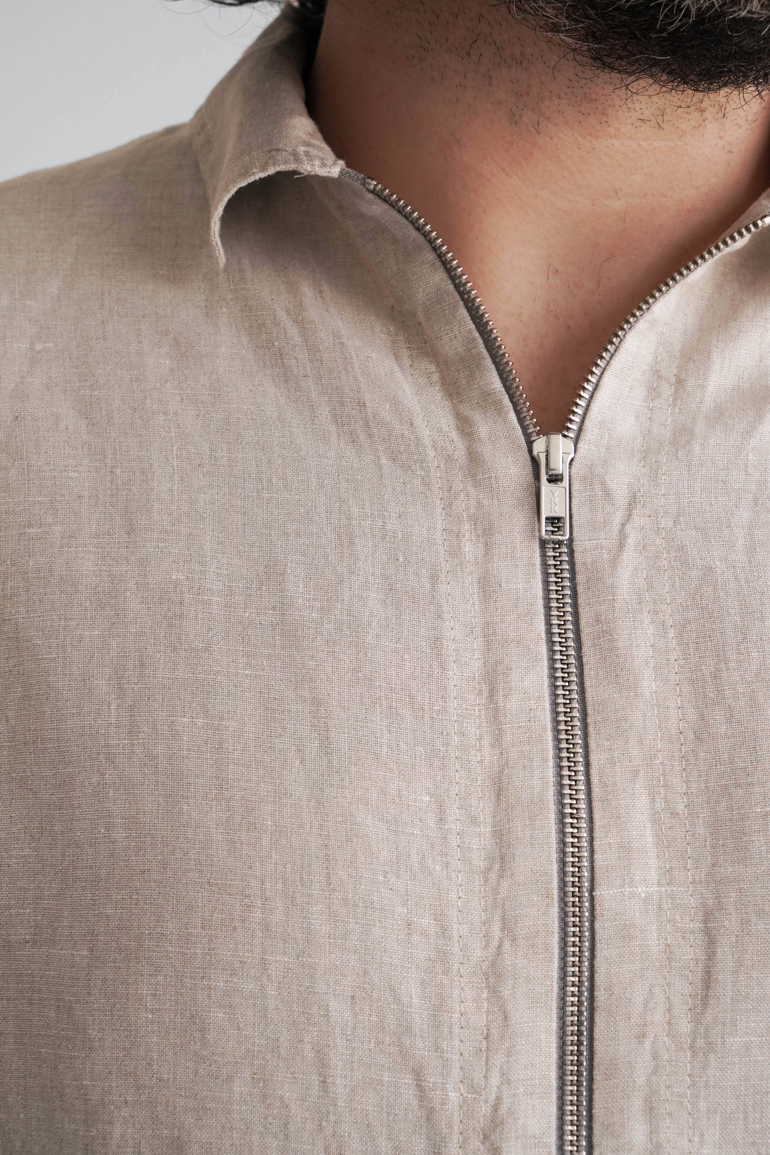 Men’s Linen Bomber Jacket BERGAMOT in Beige