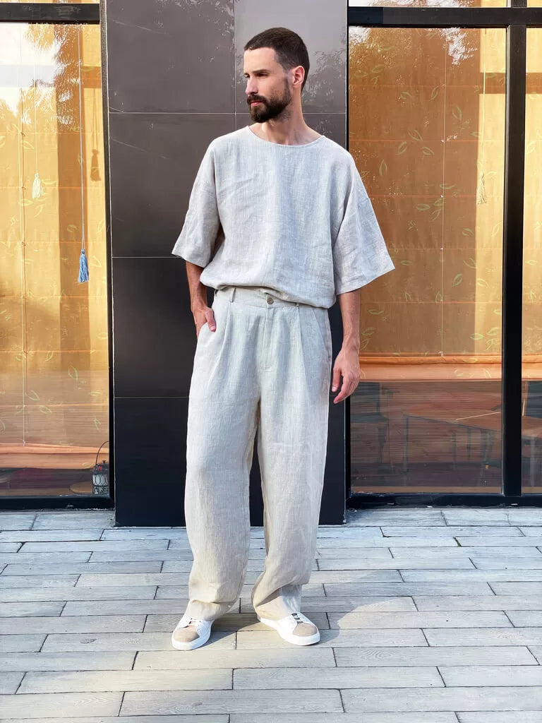 Palazzo Linen Pants ASPEN in Beige