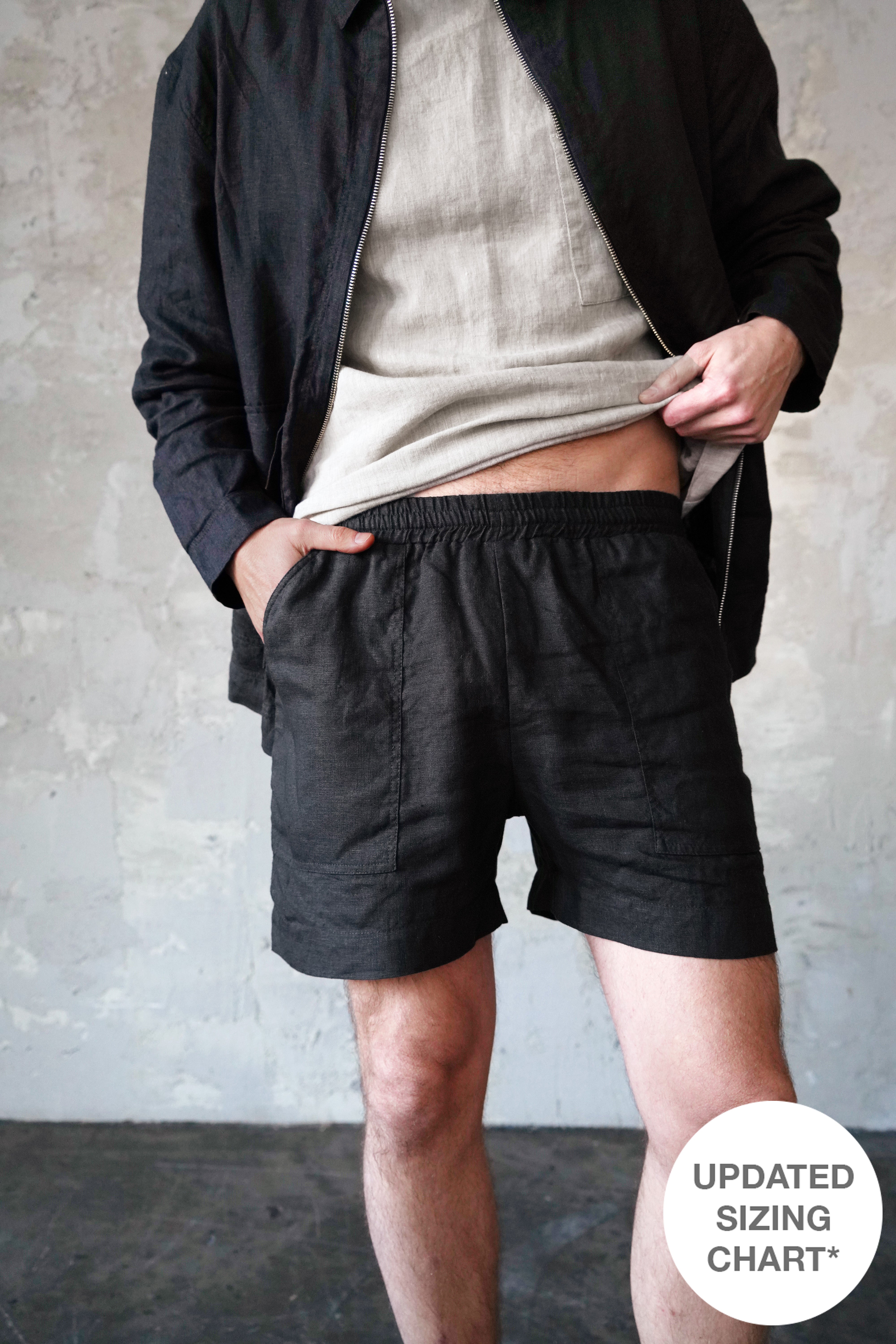 Men’s short linen shorts FERN in Black