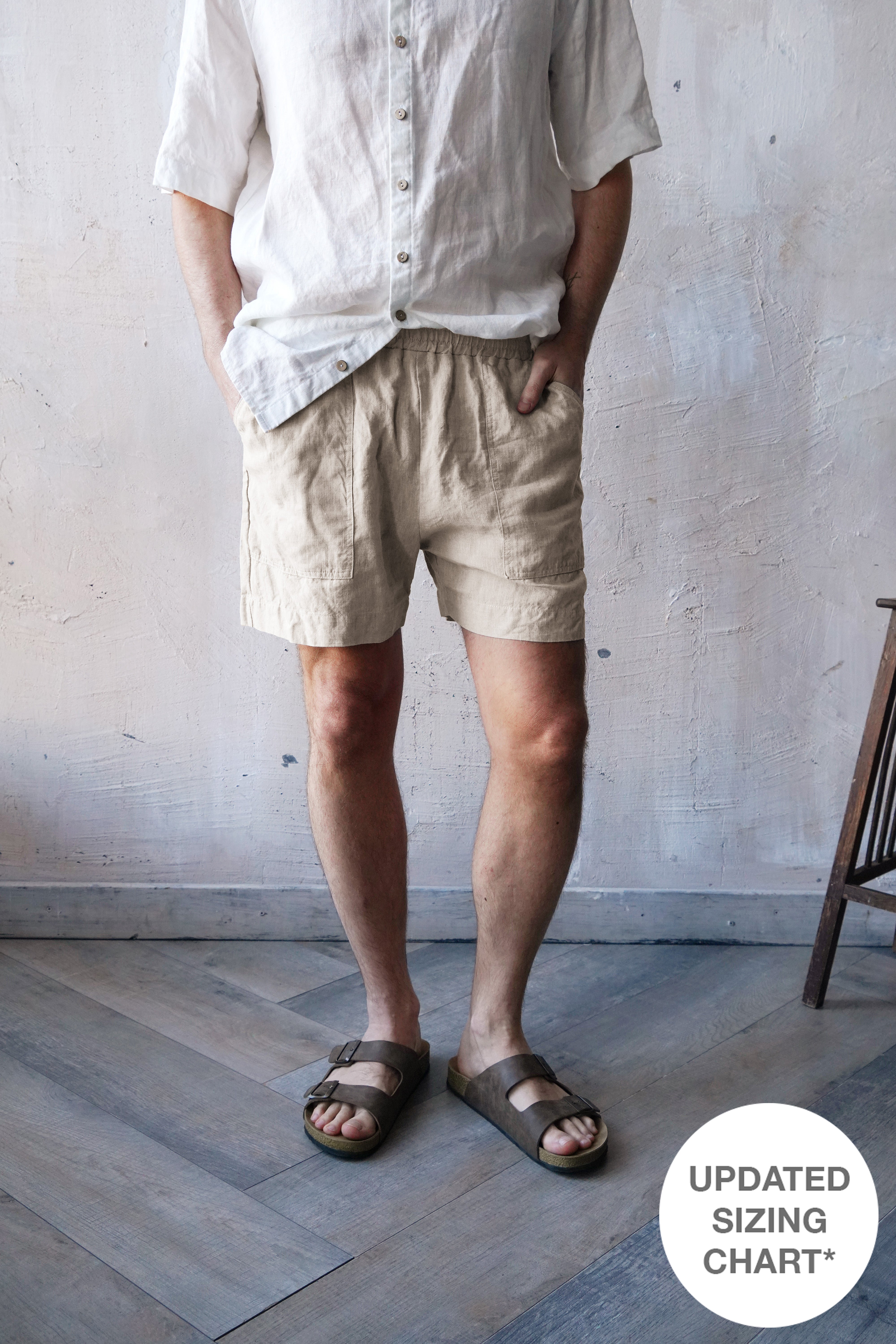 Men’s short linen shorts FERN in Beige