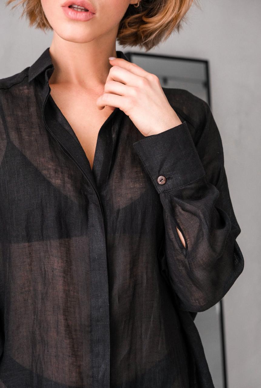 Oversized Linen Shirt Black