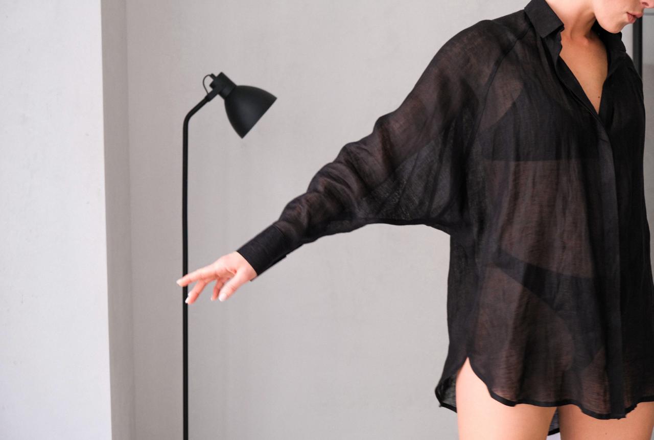 Oversized Linen Shirt Black