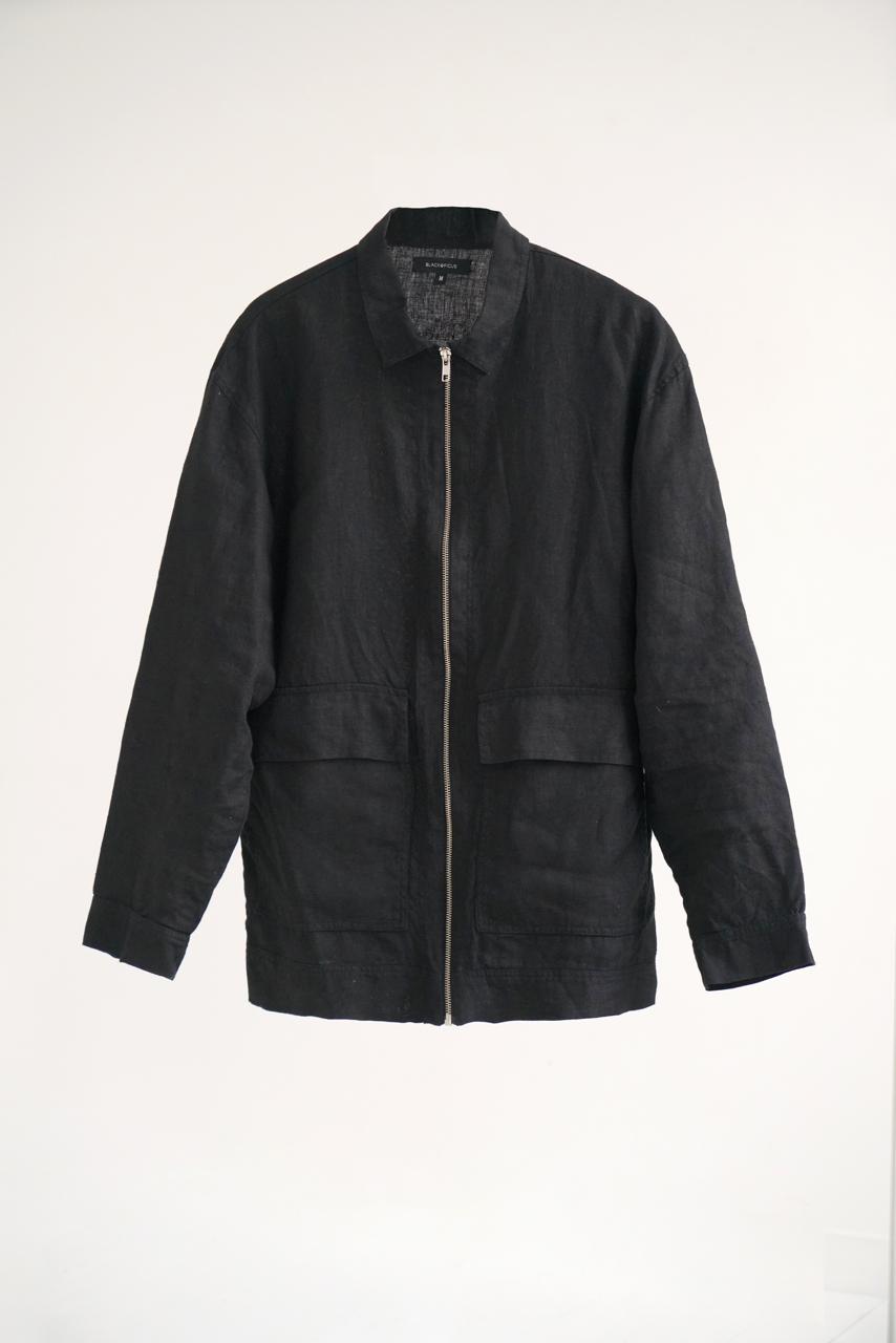 Men’s Linen Bomber Jacket BERGAMOT in Black
