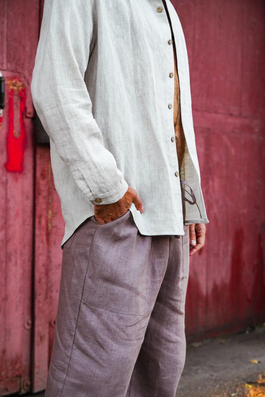 Mens relaxed linen shirt MAGNOLIA in Beige