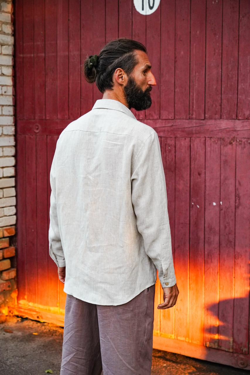 Mens relaxed linen shirt MAGNOLIA in Beige