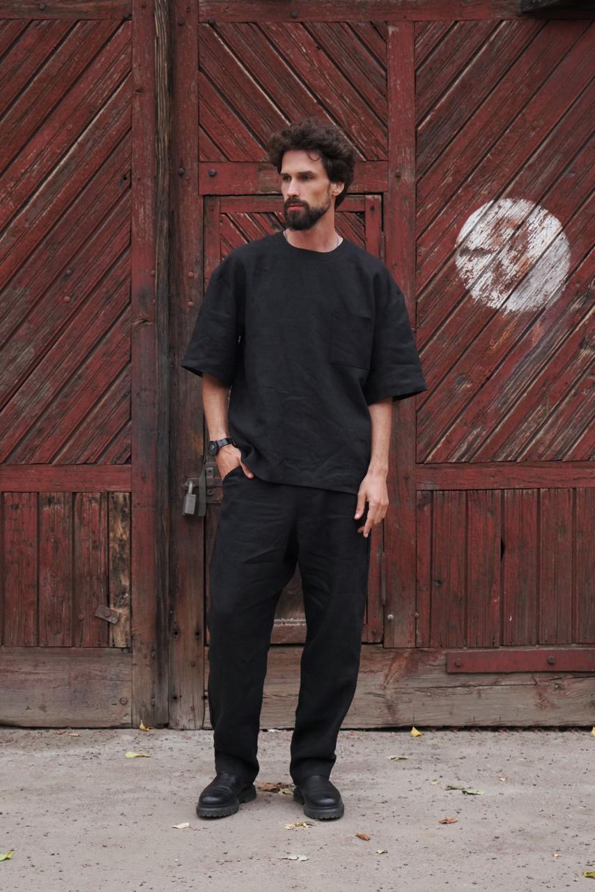 Men’s double-layer long-sleeve TAMARISK in Black