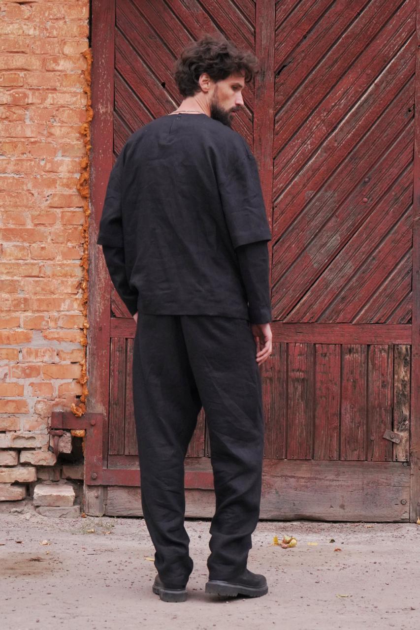 Men’s double-layer long-sleeve TAMARISK in Black