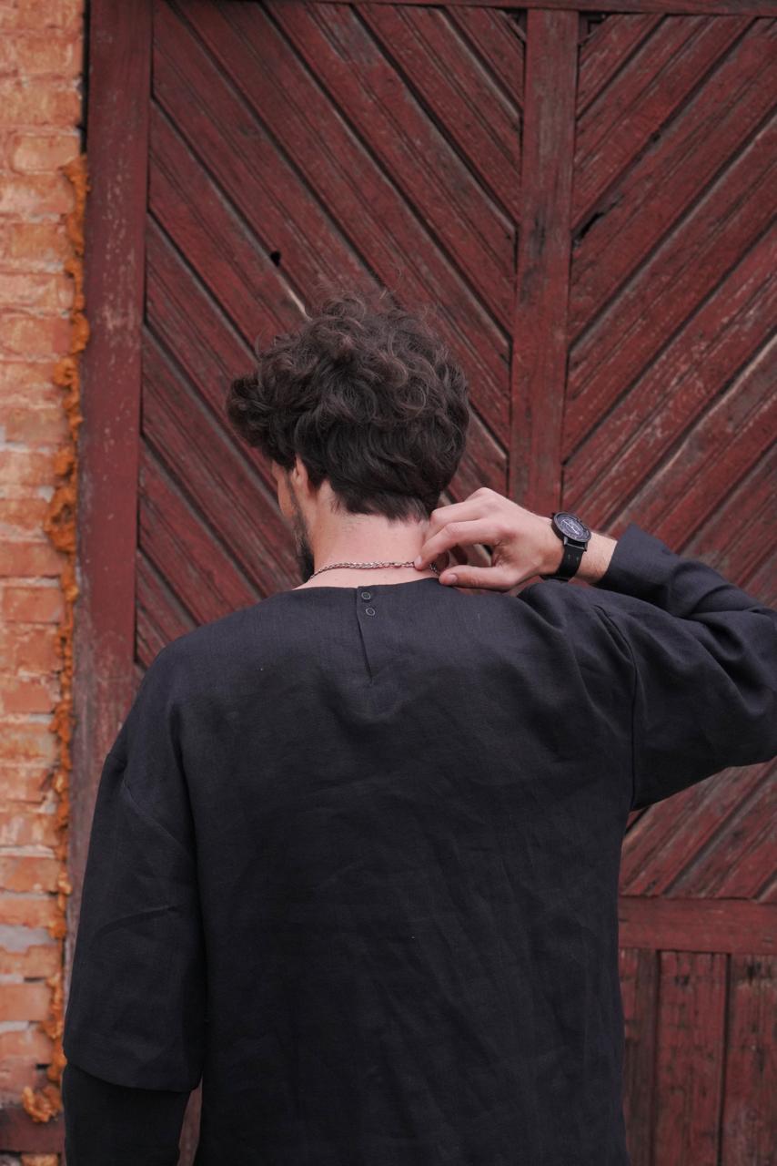 Men’s double-layer long-sleeve TAMARISK in Black