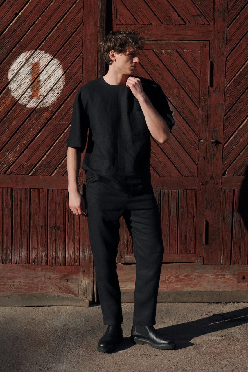 Men’s Oversized Linen T-Shirt SUMIRE in Black