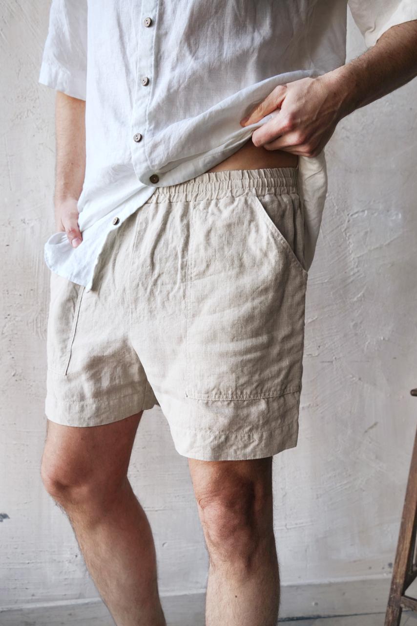 Men’s short linen shorts FERN in Beige