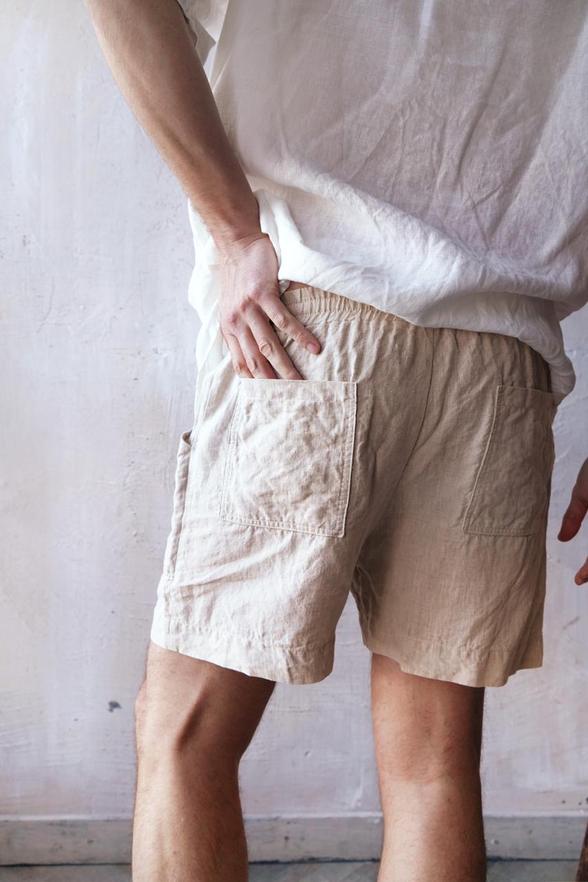Men’s short linen shorts FERN in Beige