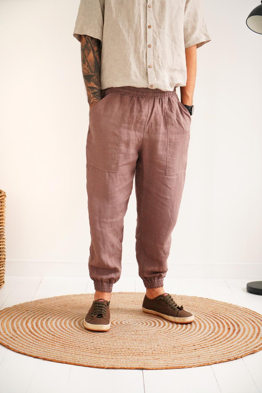 Men’s linen pants ALDER in Latte