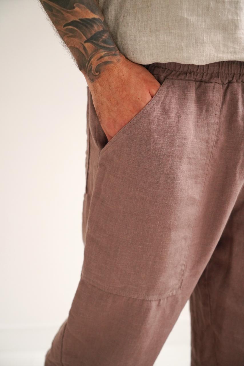 Men’s linen pants ALDER in Latte