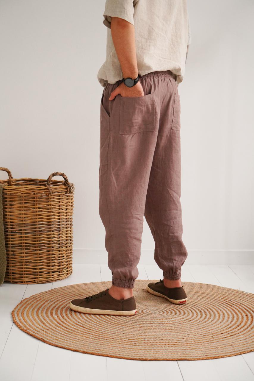 Men’s linen pants ALDER in Latte