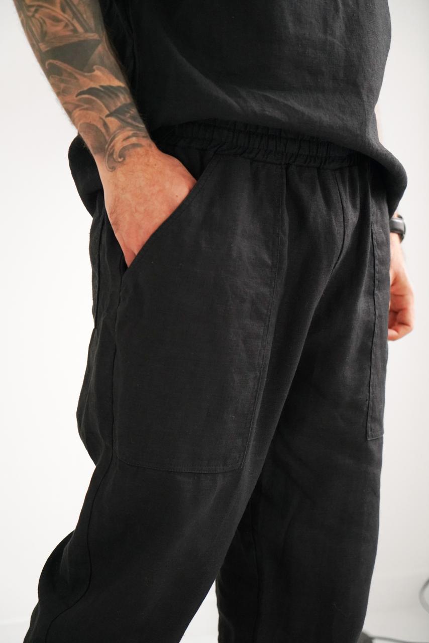 Men's Linen Pants ALDER in Black
