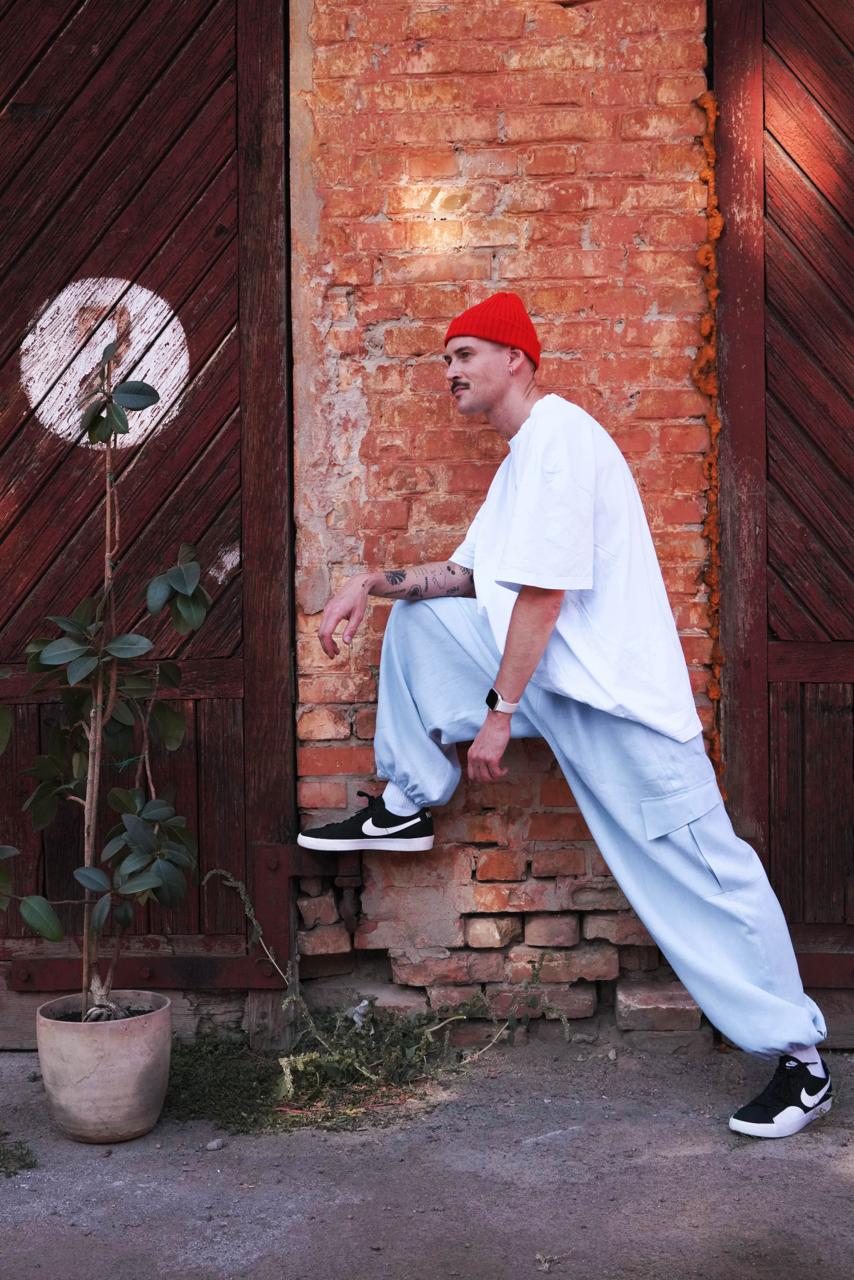 Harem linen pants ANDO in Light grey