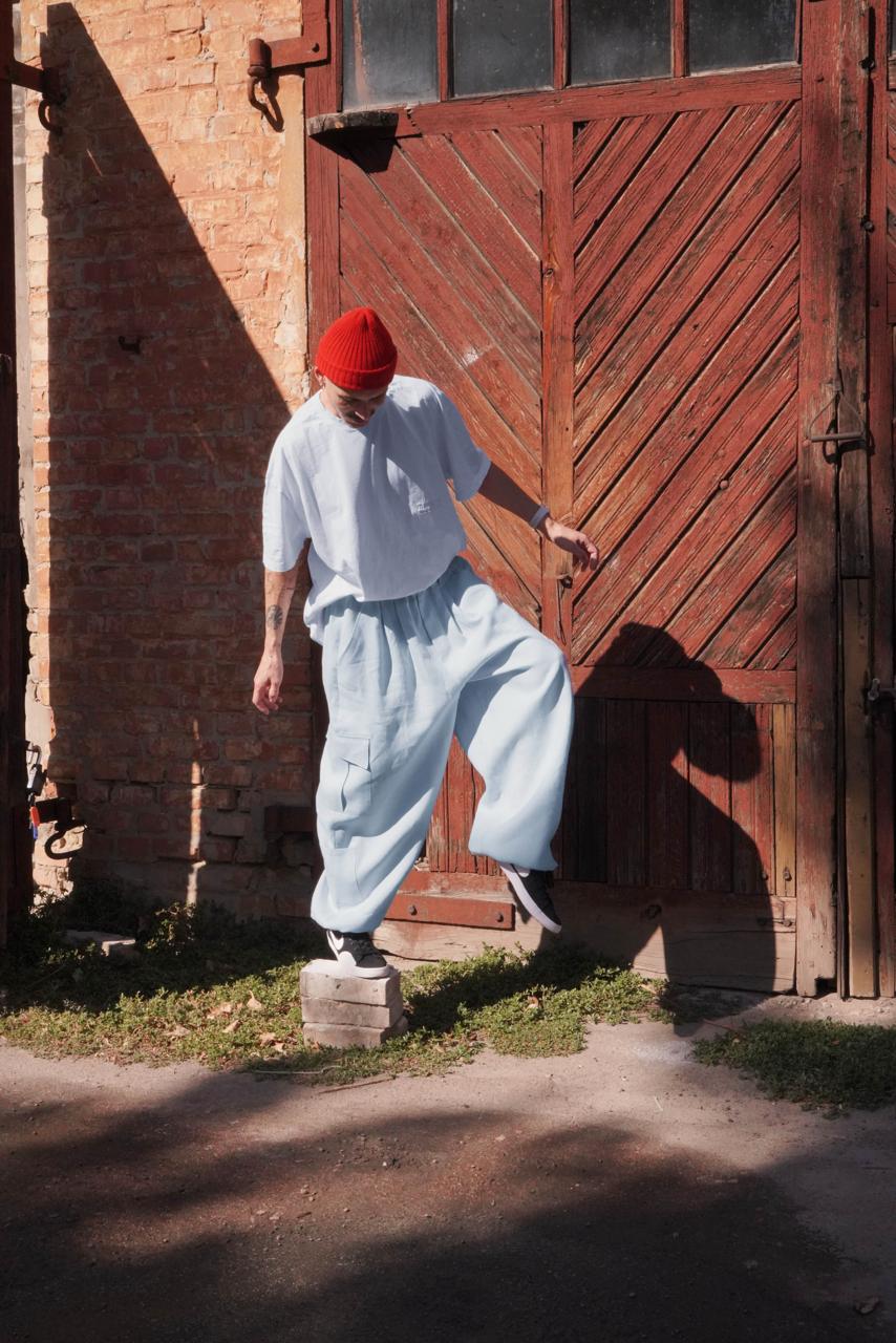 Harem linen pants ANDO in Light grey